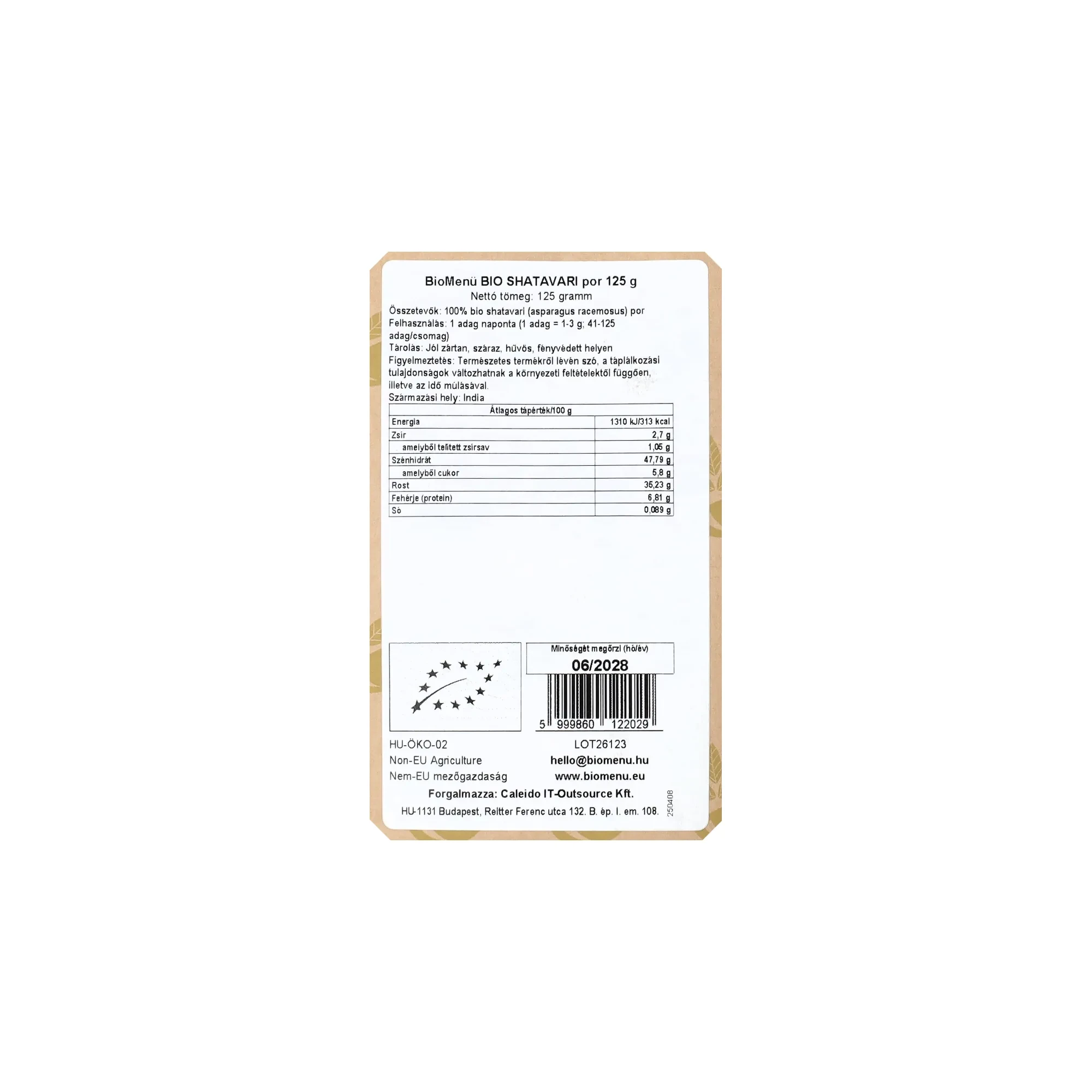 BioMenü BIO SHATAVARI por 125 g