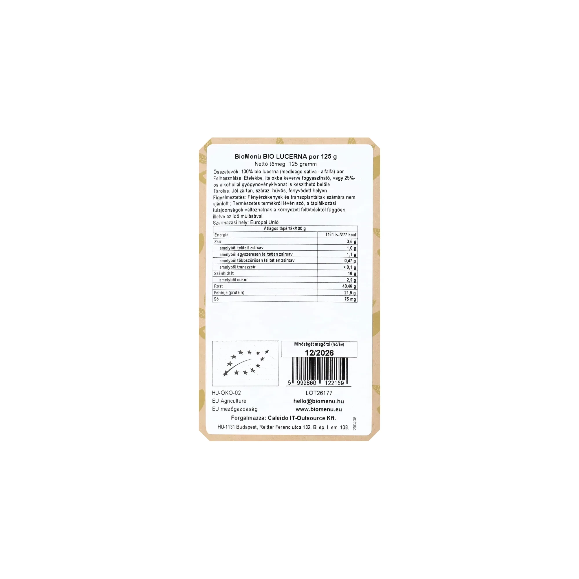BioMenü BIO LUCERNA por 125 g