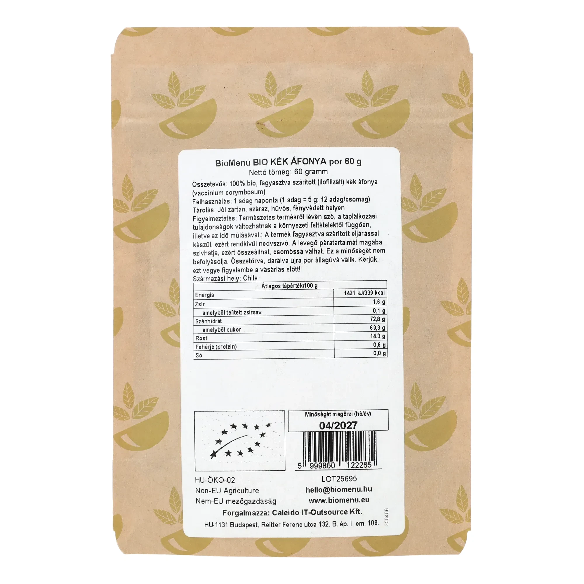 BioMenü BIO KÉKÁFONYA kivonat por 60 g