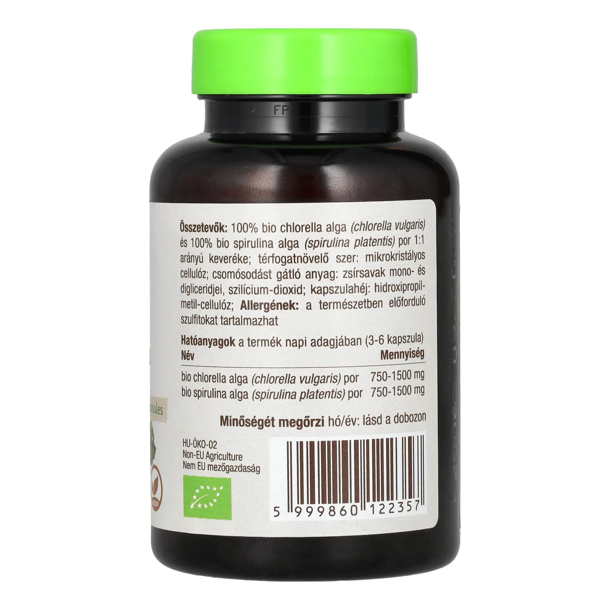 BioMenü BIO CHLORELLA és SPIRULINA ALGA kapszula 60 db