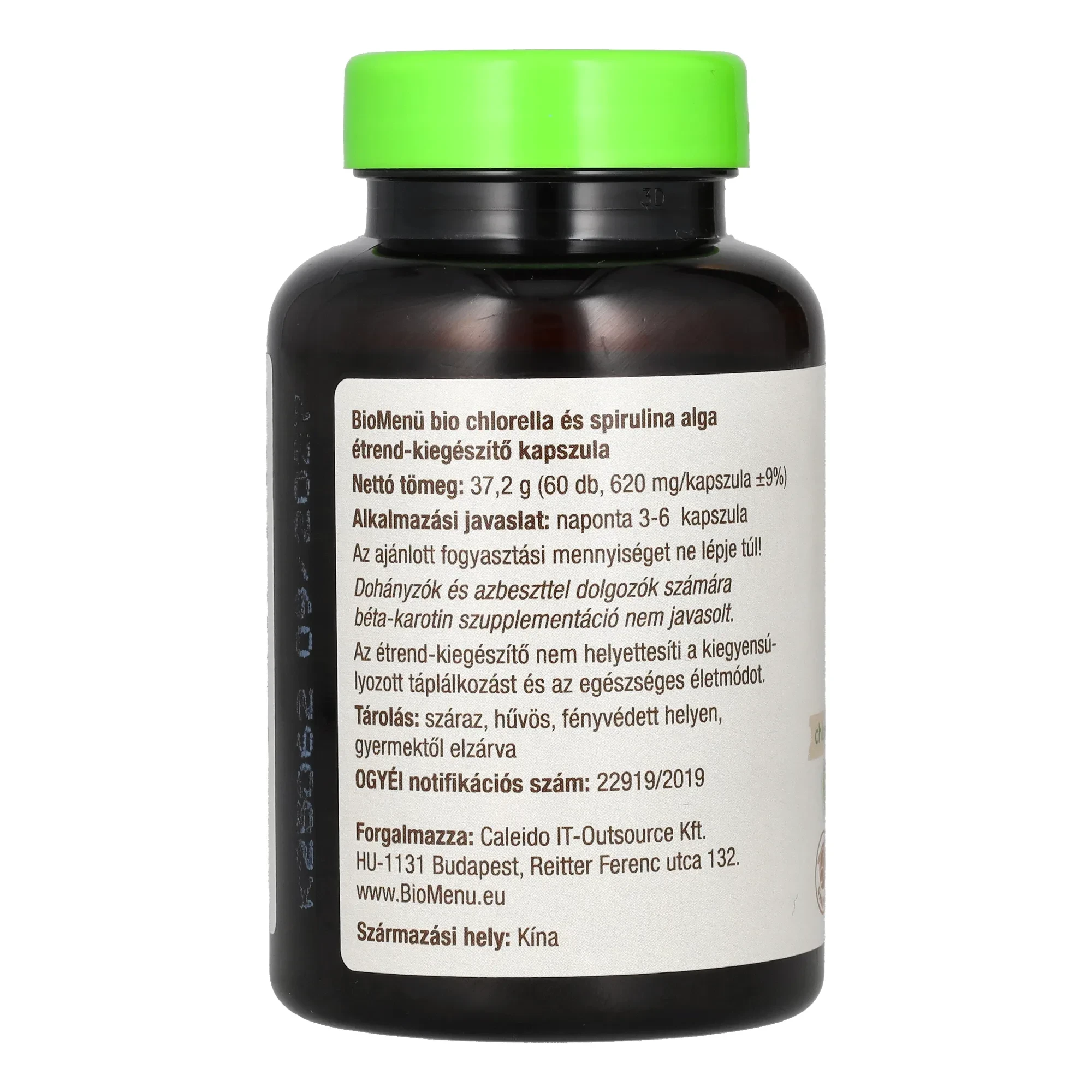BioMenü BIO CHLORELLA és SPIRULINA ALGA kapszula 60 db