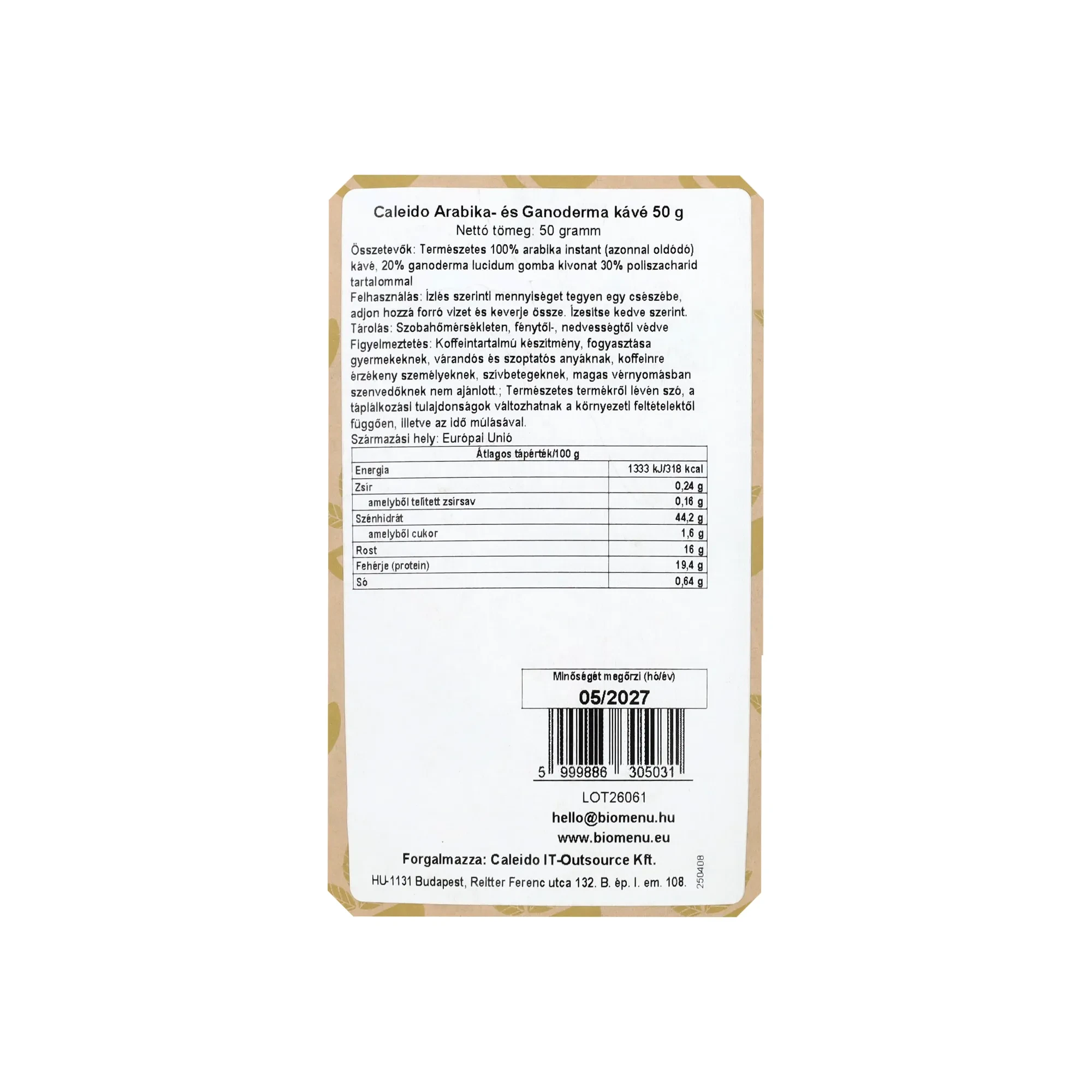 Caleido Arabika- és Ganoderma kávé 50 g