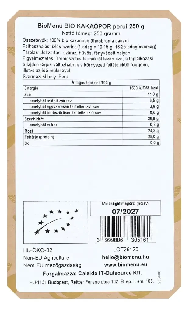 BIO KAKAÓPOR perui 250 g