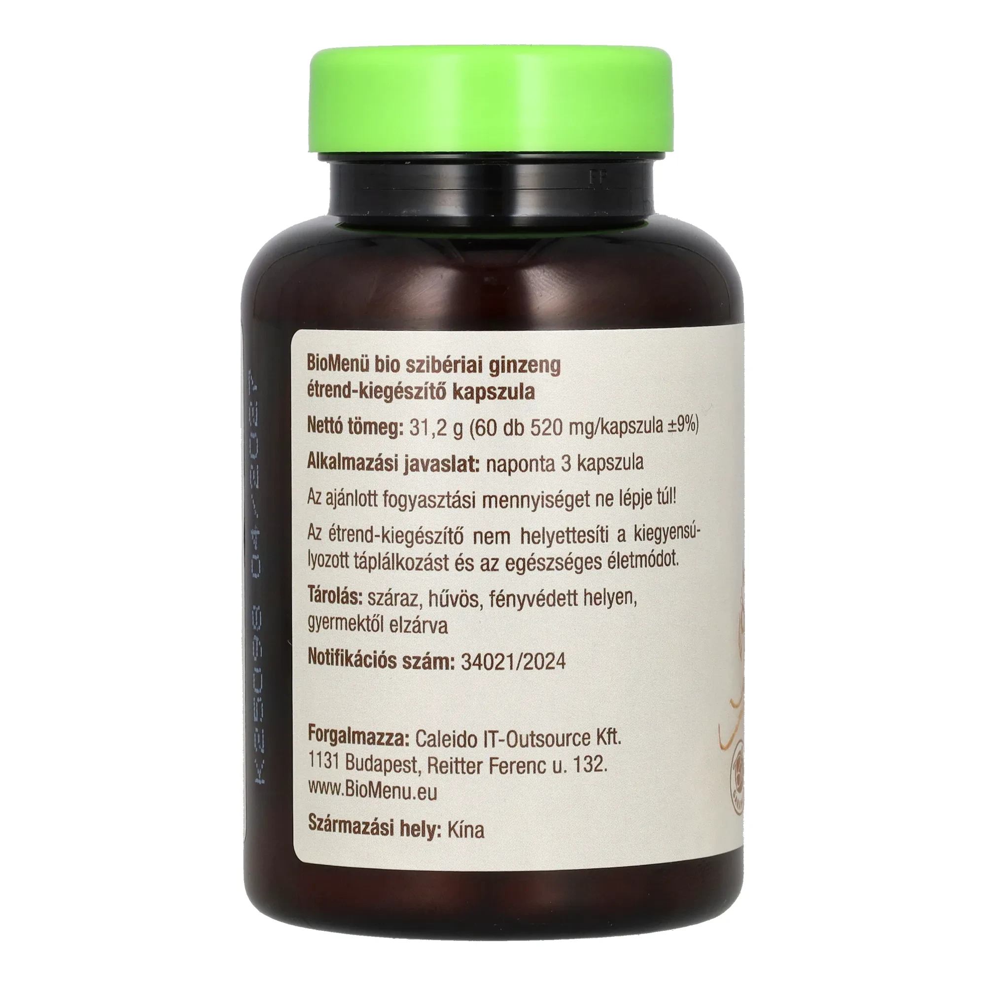 BioMenü BIO GINZENG kapszula szibériai 60 db