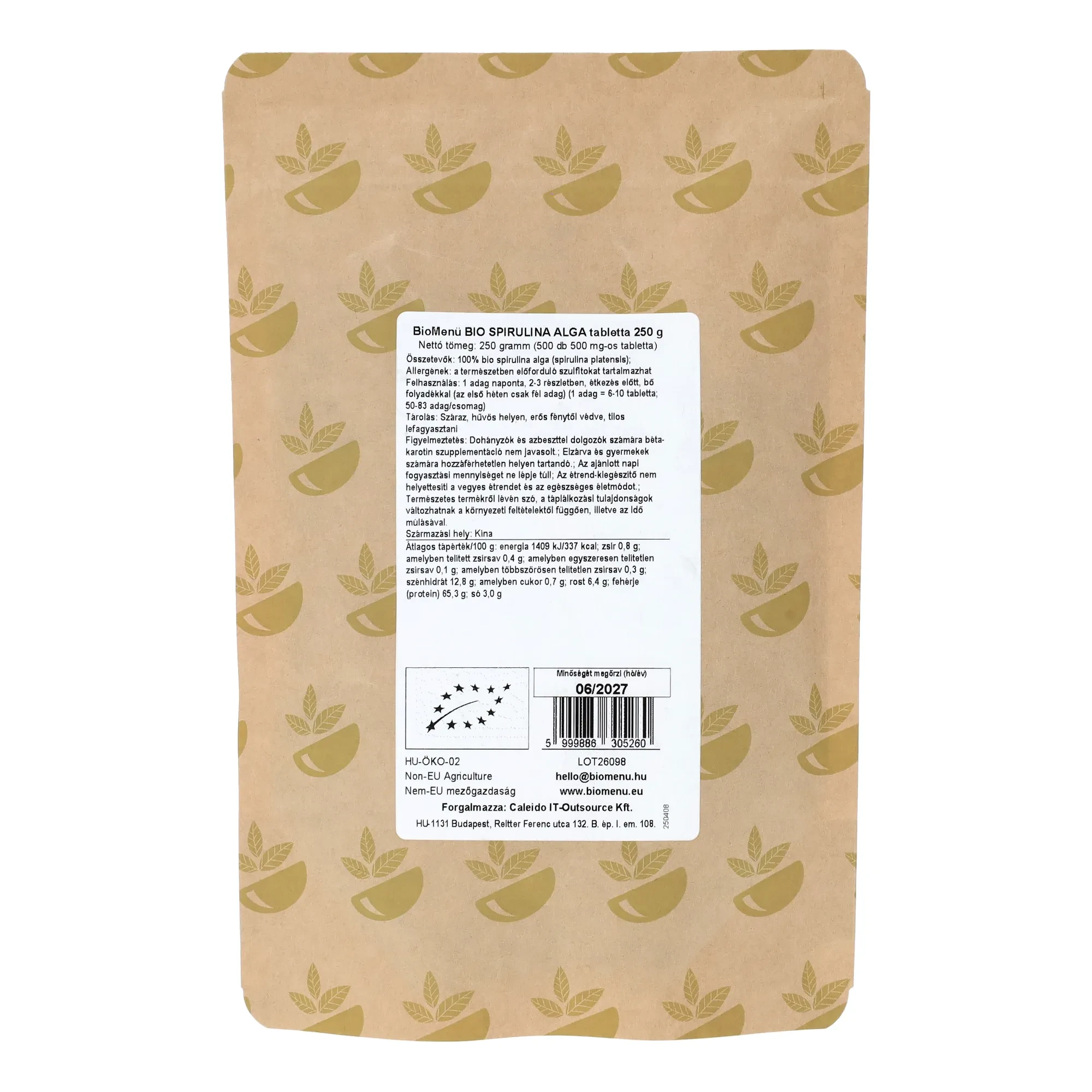 BioMenü BIO SPIRULINA tabletta 250 g