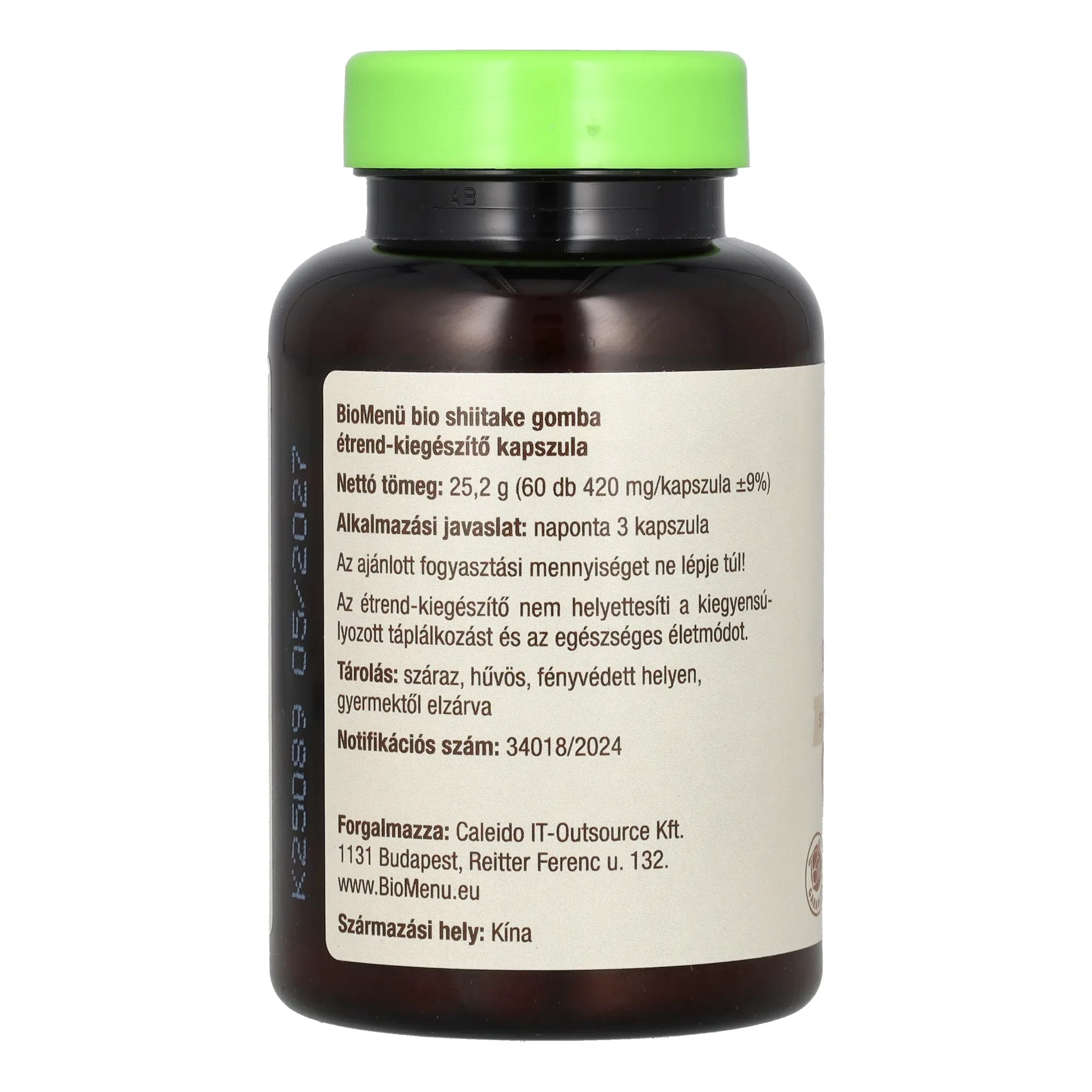 BioMenü BIO SHIITAKE gomba kapszula 60 db