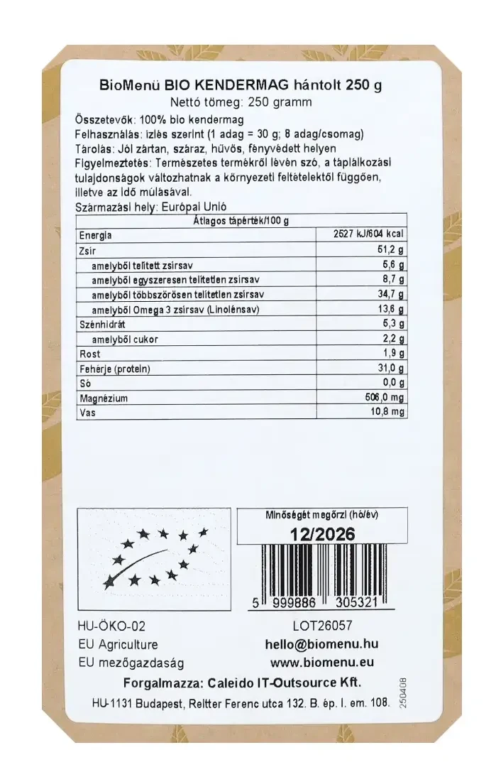 BIO KENDERMAG hántolt 250 g