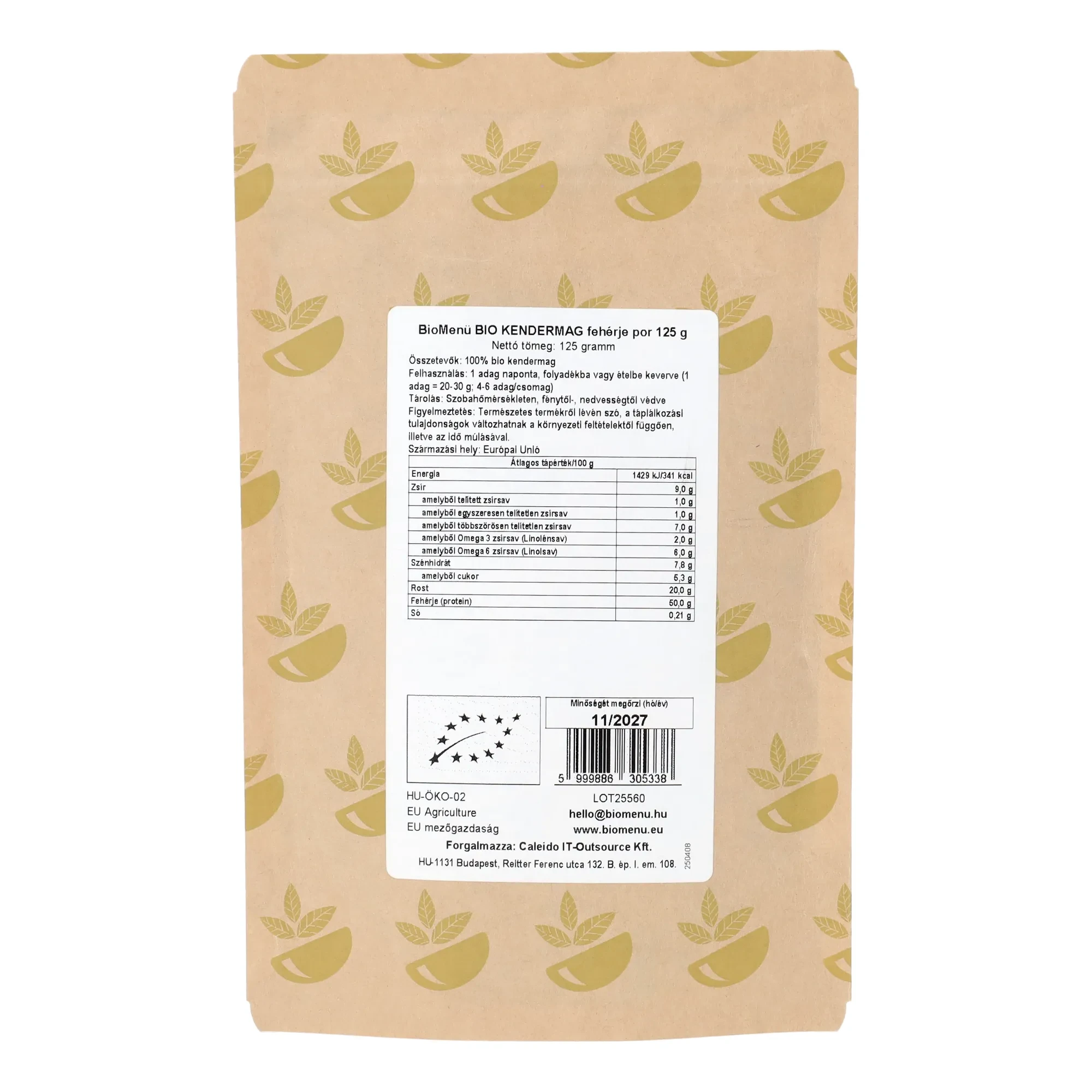 BioMenü Kendermag fehérje por 125g