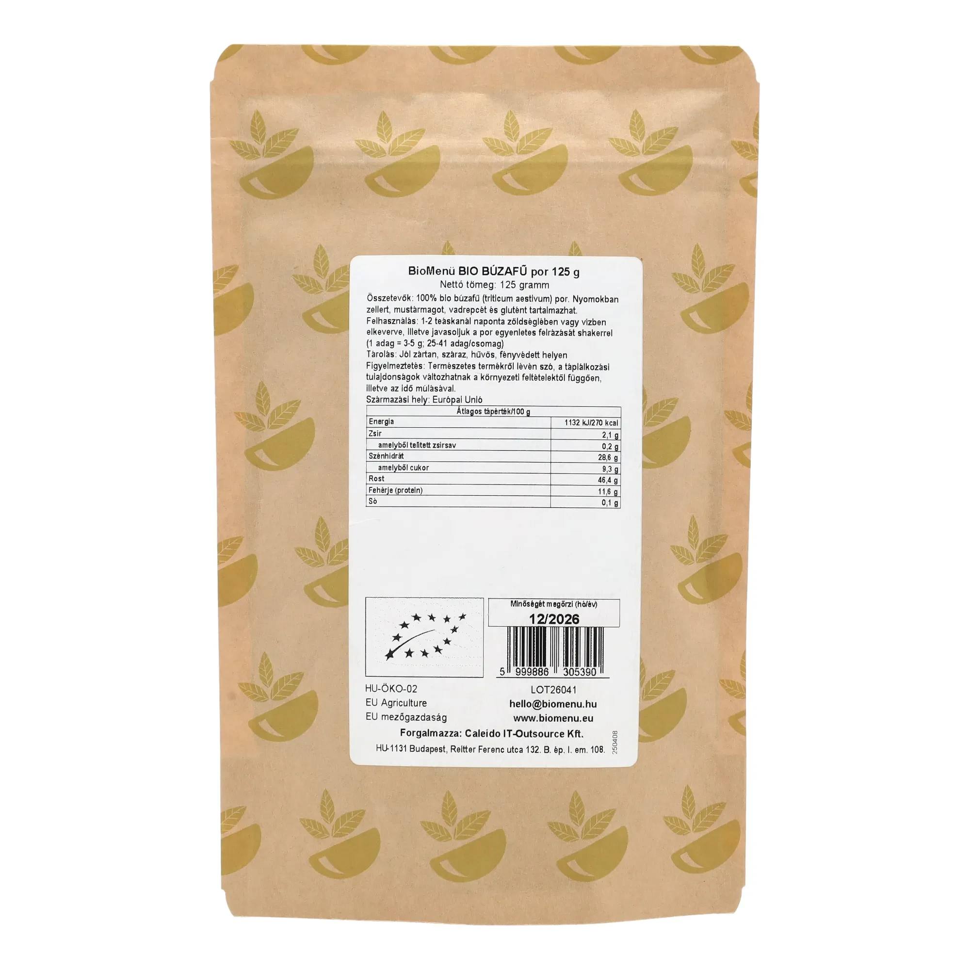 BioMenü Bio Búzafű por 125g
