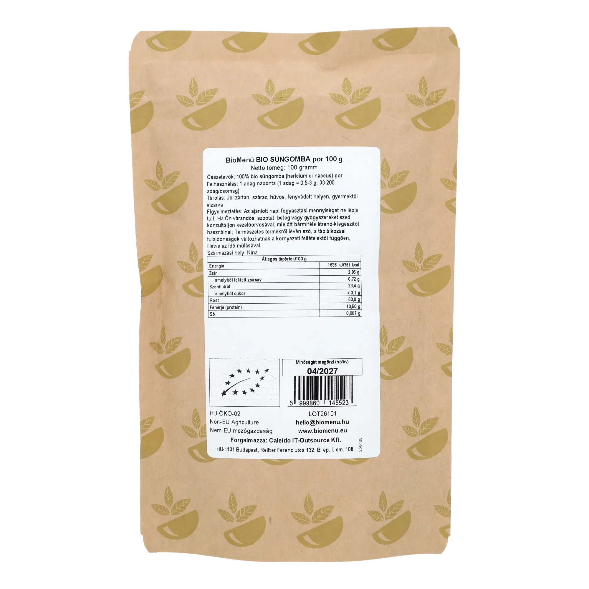 Biomenü Bio Süngomba por 100g