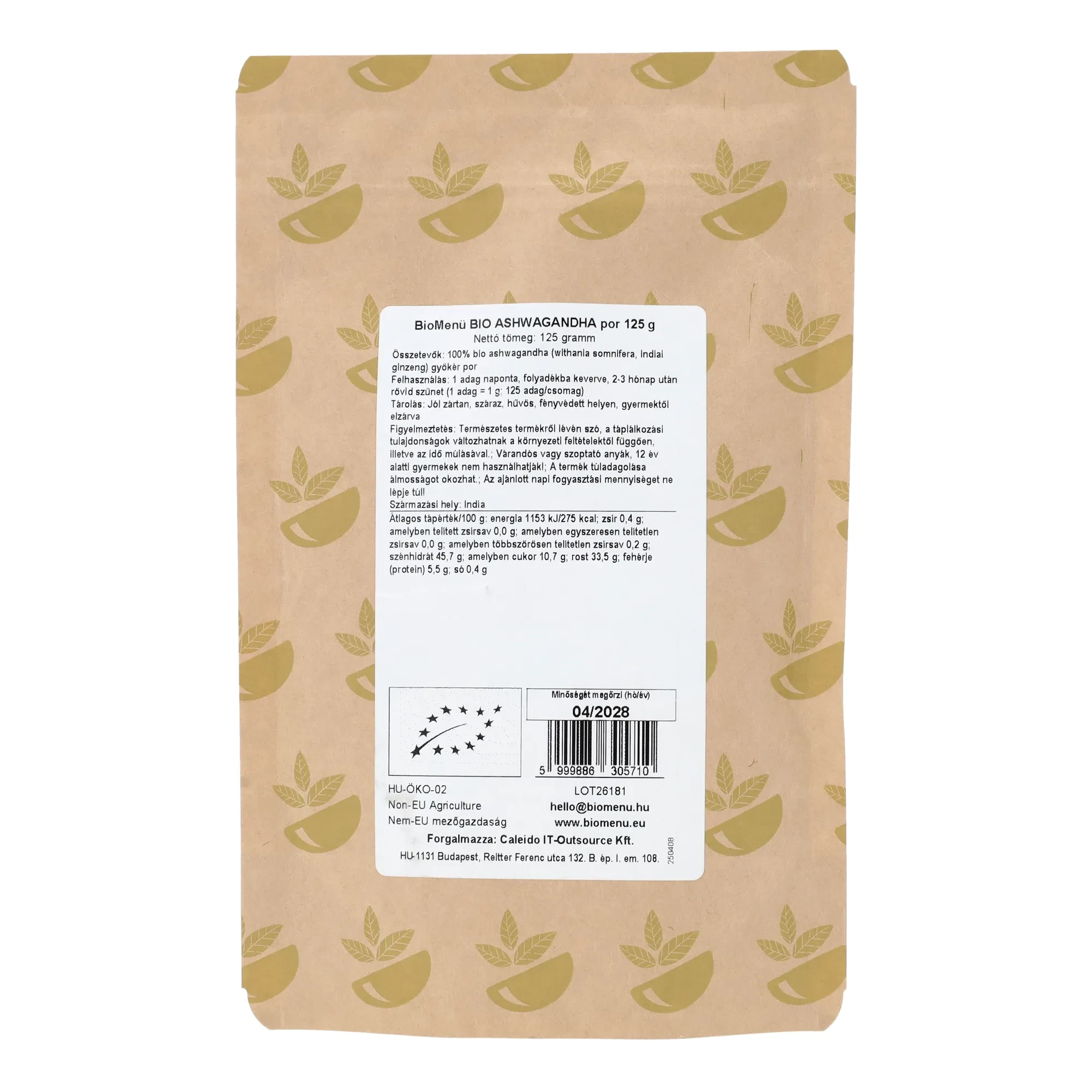 BioMenü BIO ASHWAGANDHA por 125 g