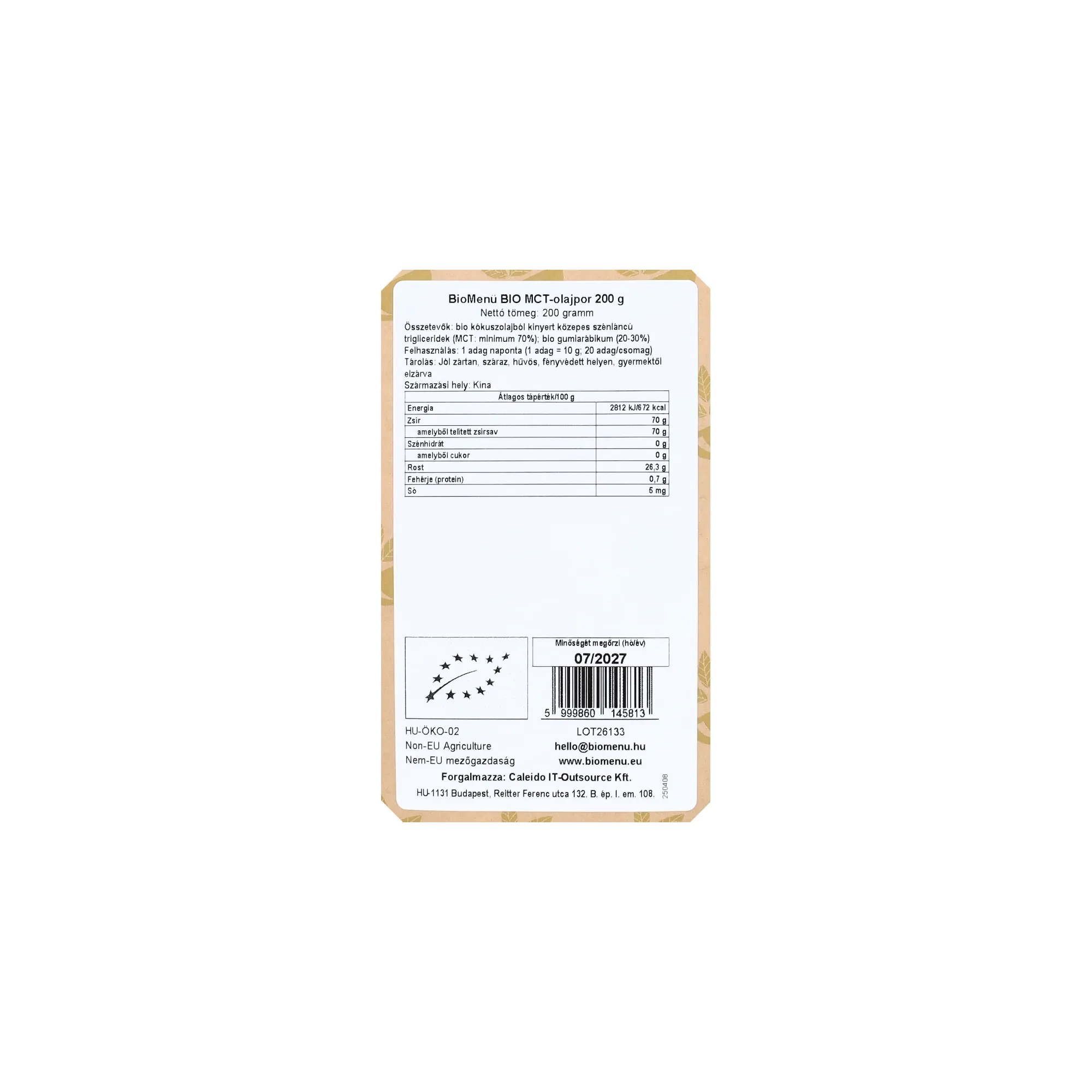 BioMenü Bio MTC-Olajpor 200 g