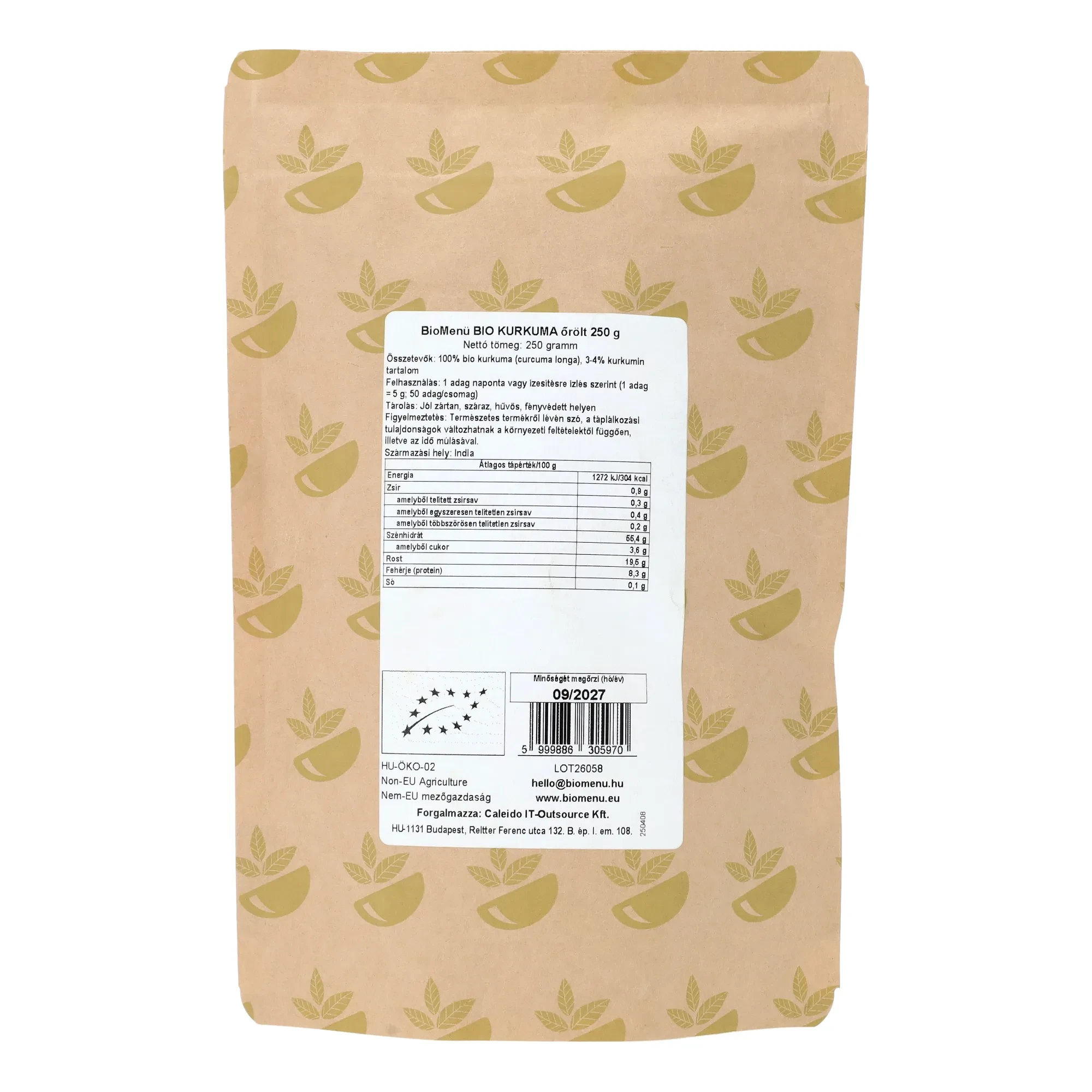 BioMenü BIO őrölt KURKUMA 250 g