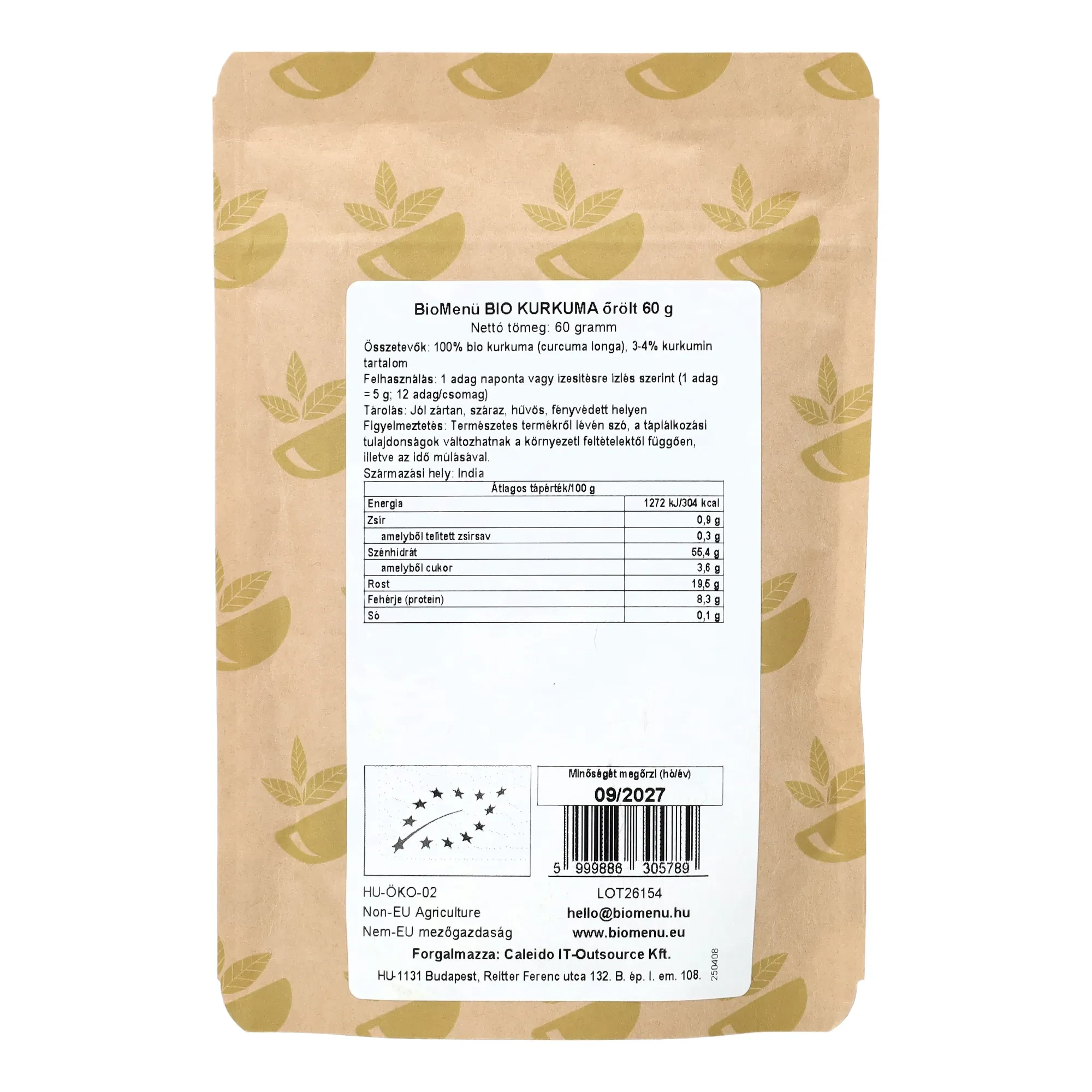 BioMenü Bio őrölt kurkuma 60g