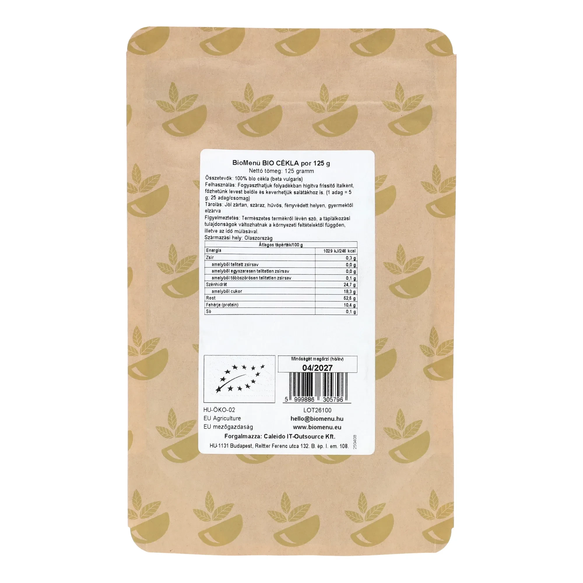 BioMenü Bio cékla por 125g