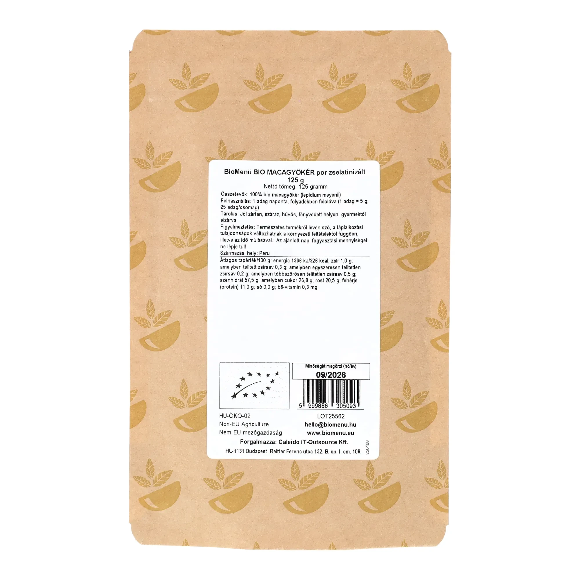BioMenü BIo Zselatinizált Maca-gyökér por 125g