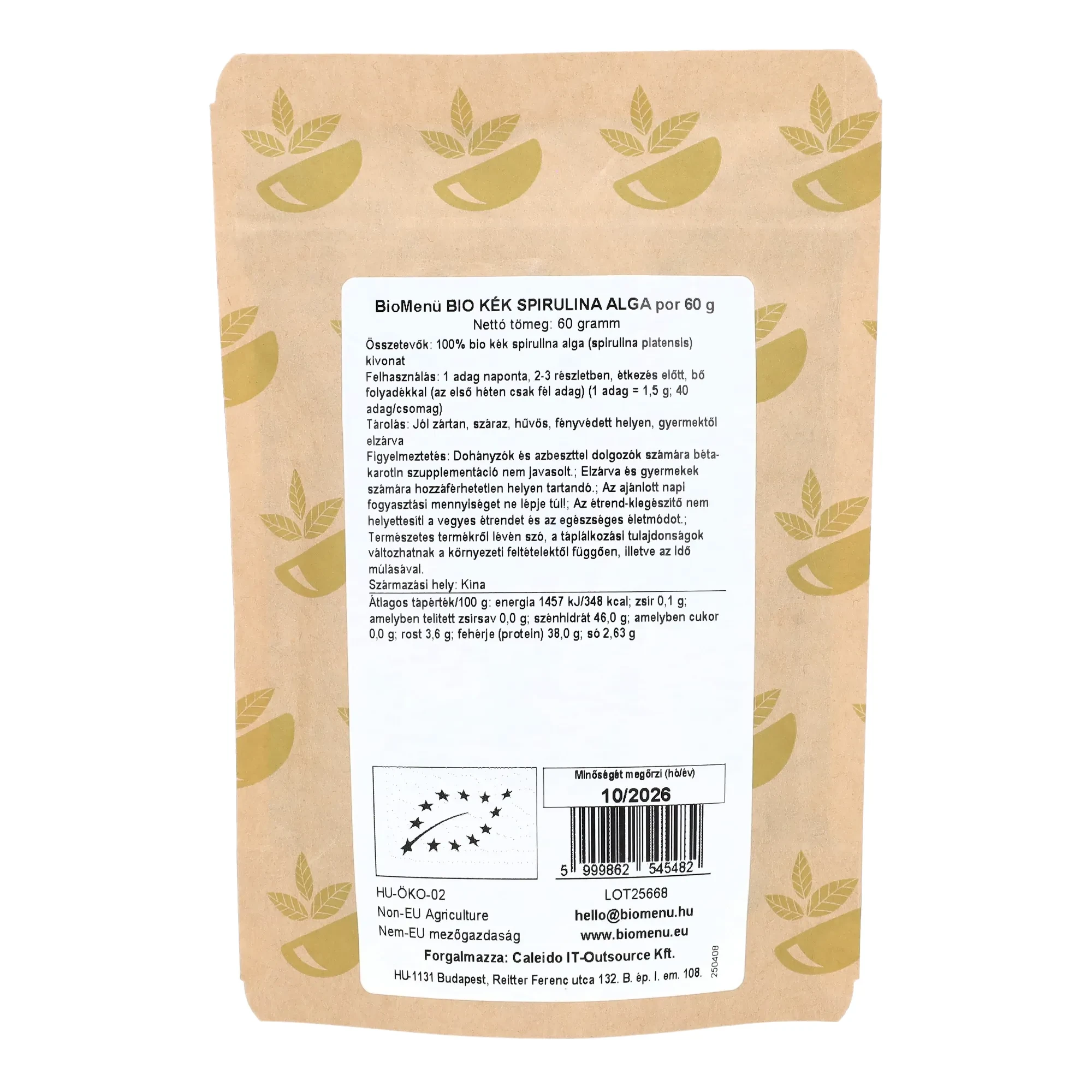 BioMenü BIO KÉK SPIRULINA ALGA por 60 g