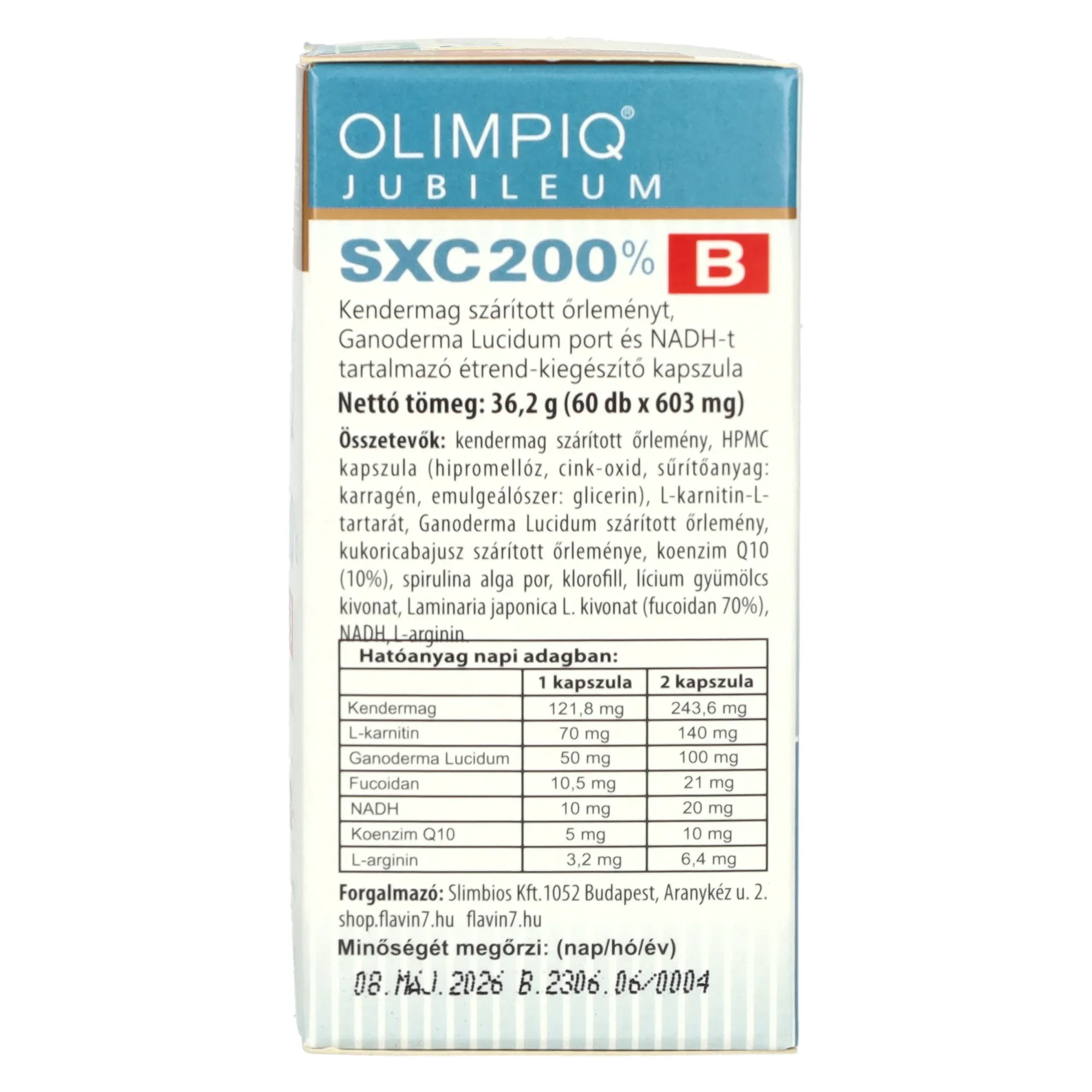 Olympiq SXC Jubileum 200 % A+ B Étrend-kiegészítő Kapszula 2x60 db