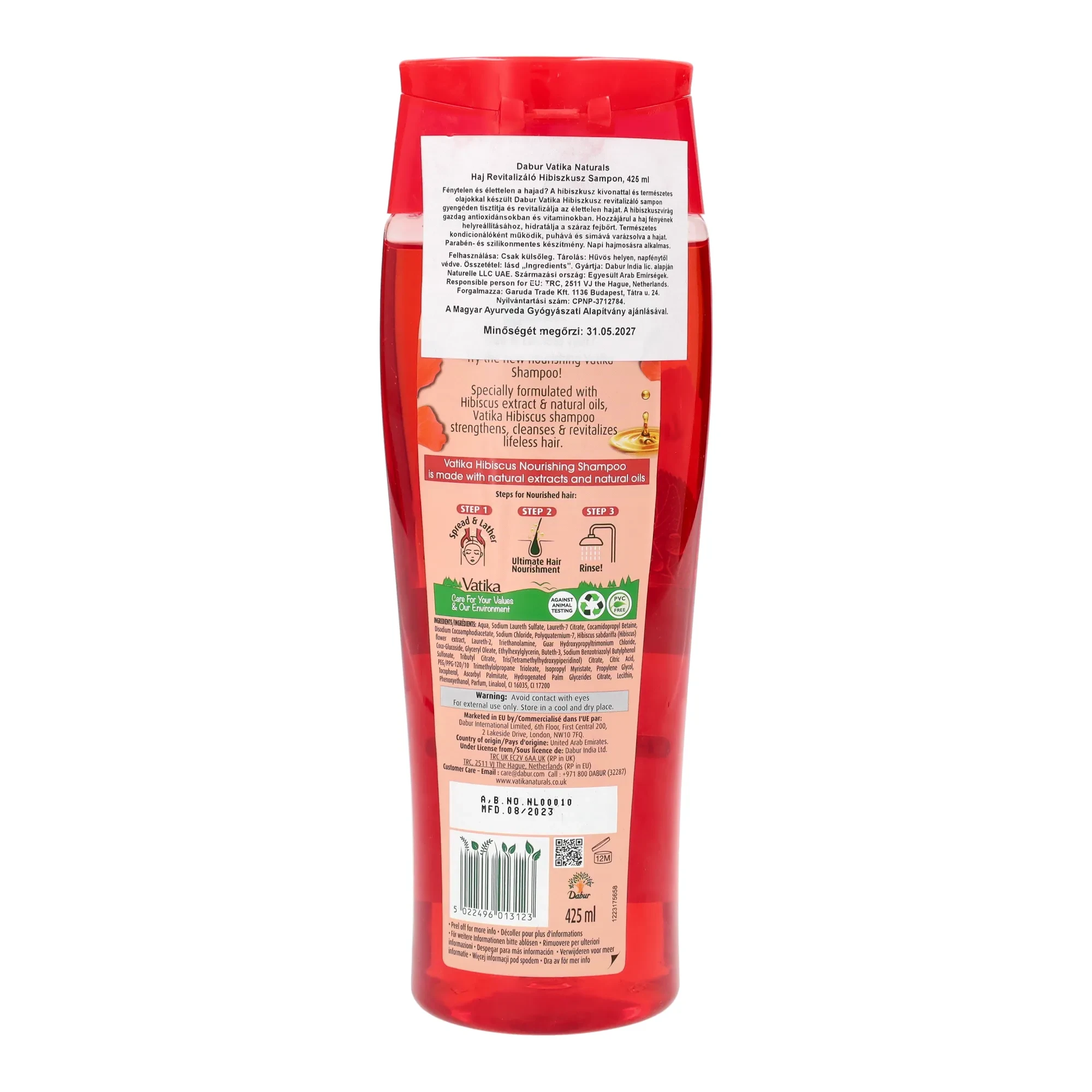 Dabur Vatika Naturals Haj Revitalizáló Hibiszkusz Sampon 425 ml