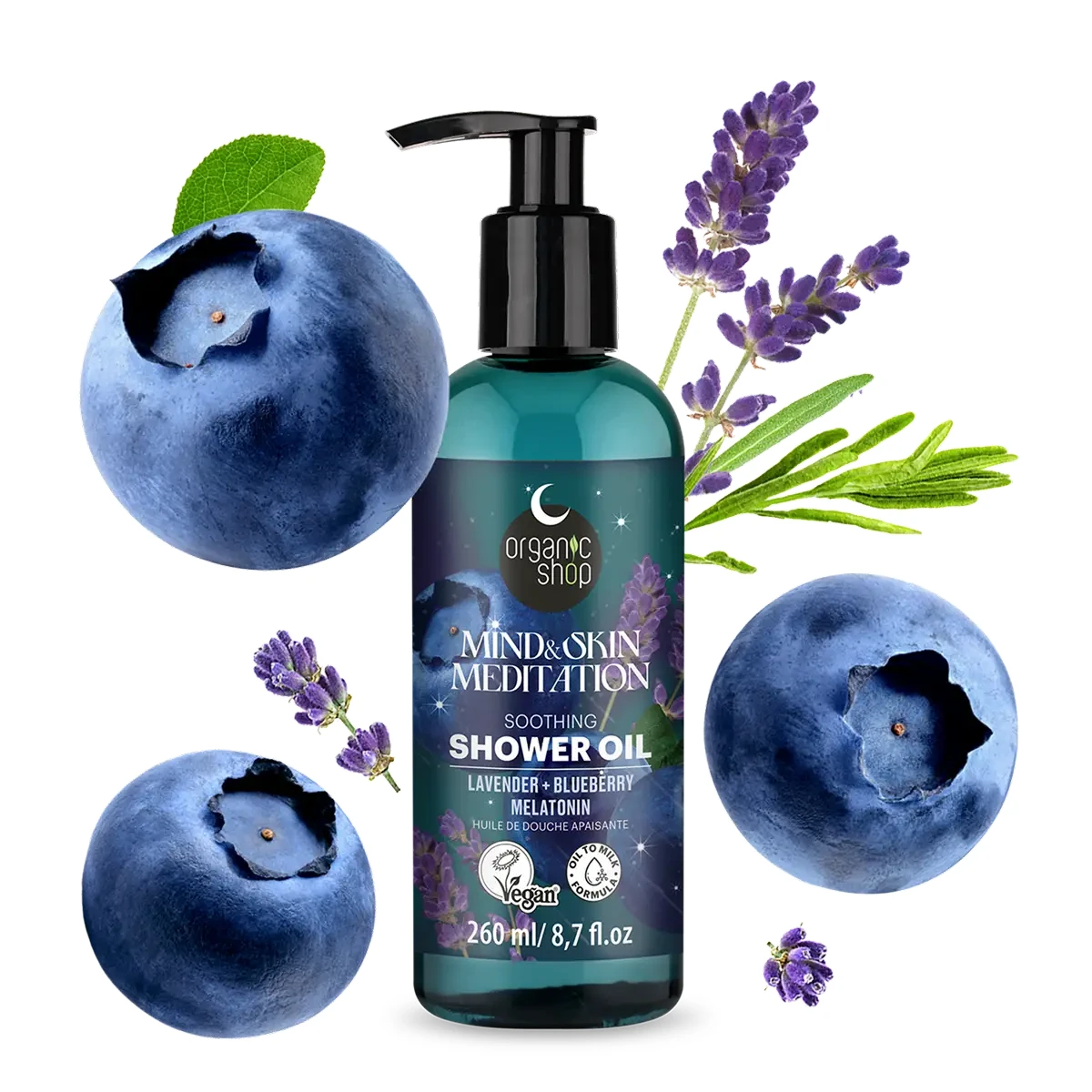 Organic Shop Relaxáló Tusfürdő Levendulával, Áfonyával és Melatoninnal 280ml