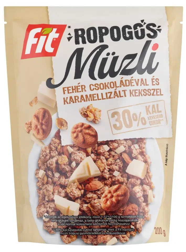 Fit Reggeli Ropogós müzli fehér csokoládéval és karamellizált keksszel 200g