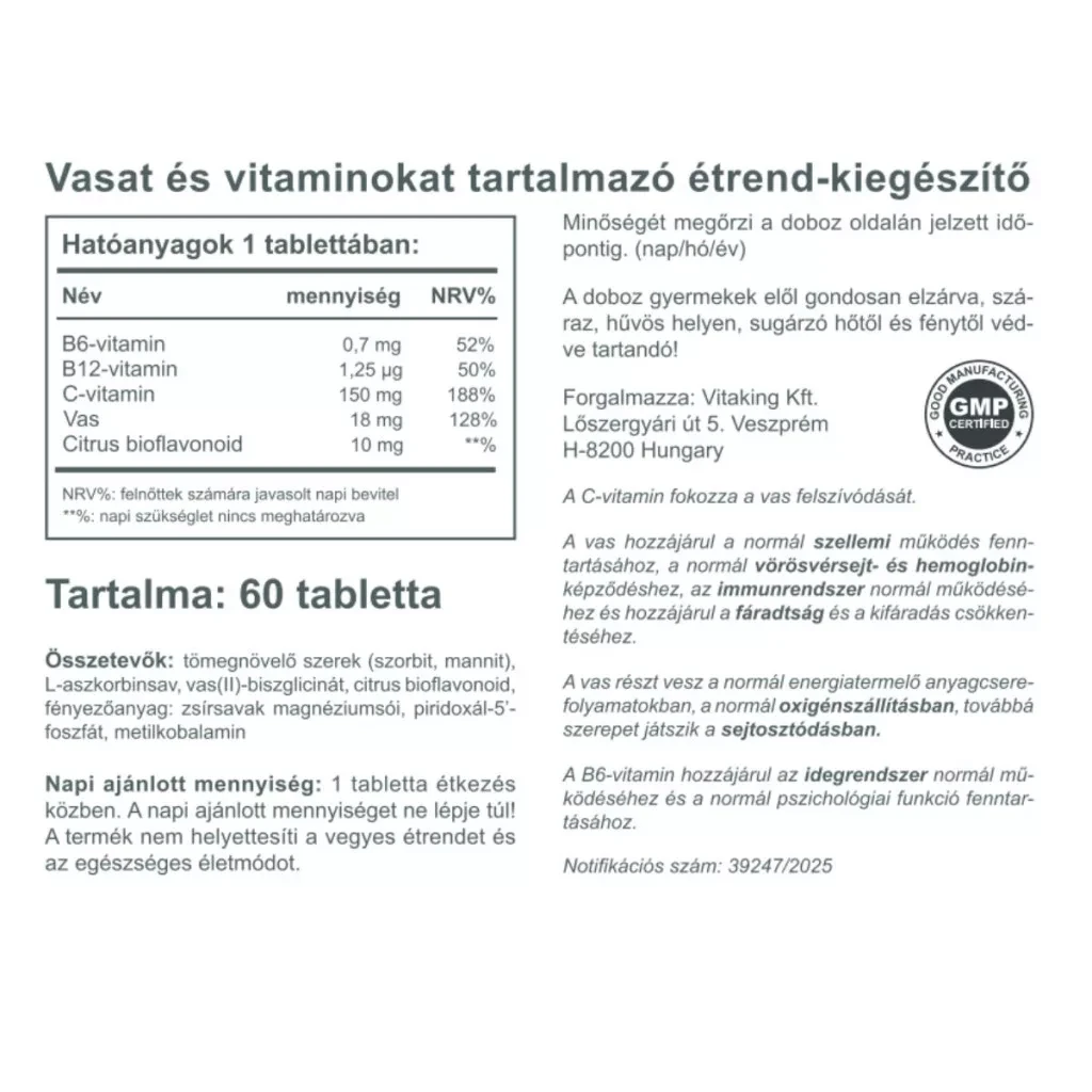 Vitaking Szerves Vas-biszglicinát komplex 60 db