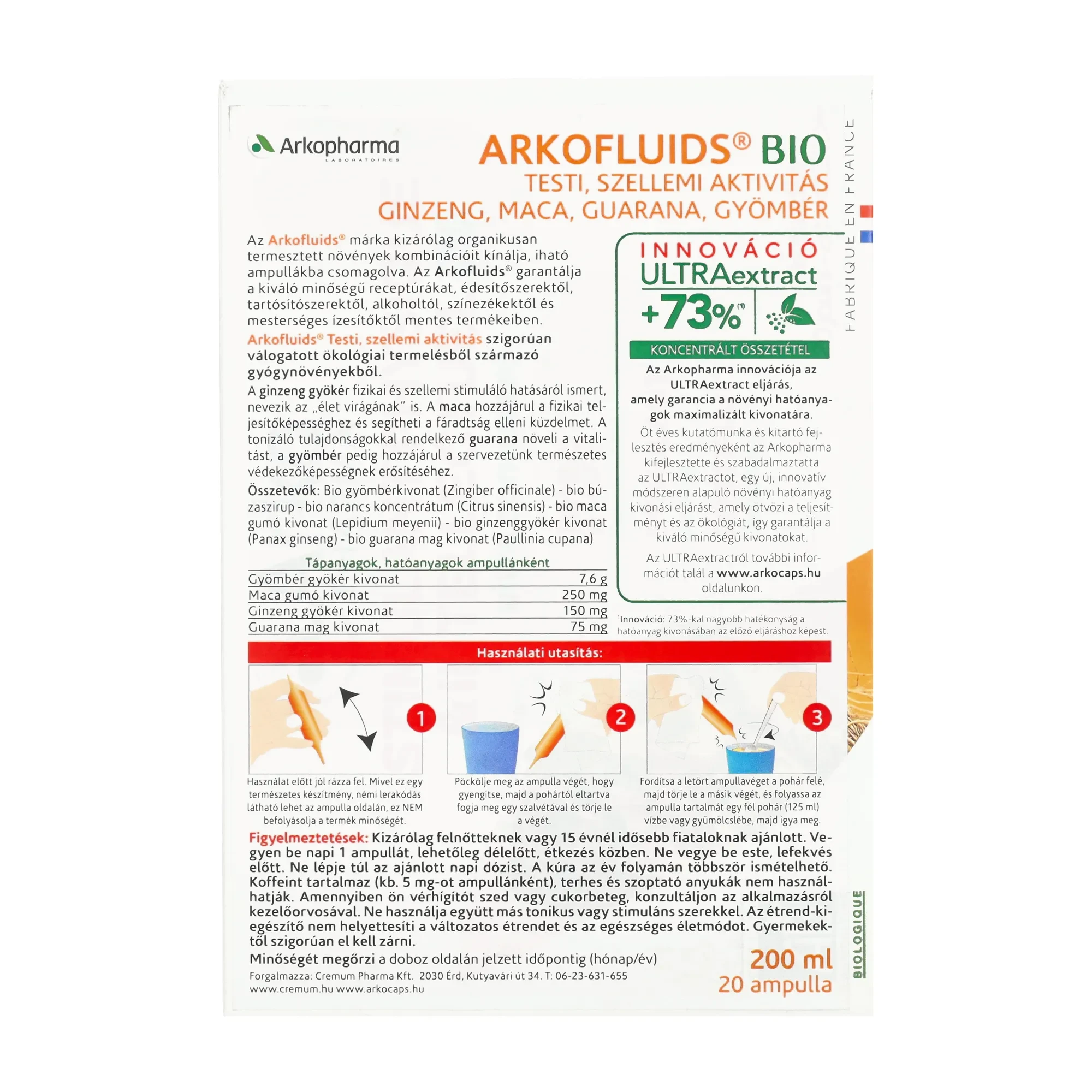 Arkofluids Bio Testi és szellemi aktivitás 20db ampulla