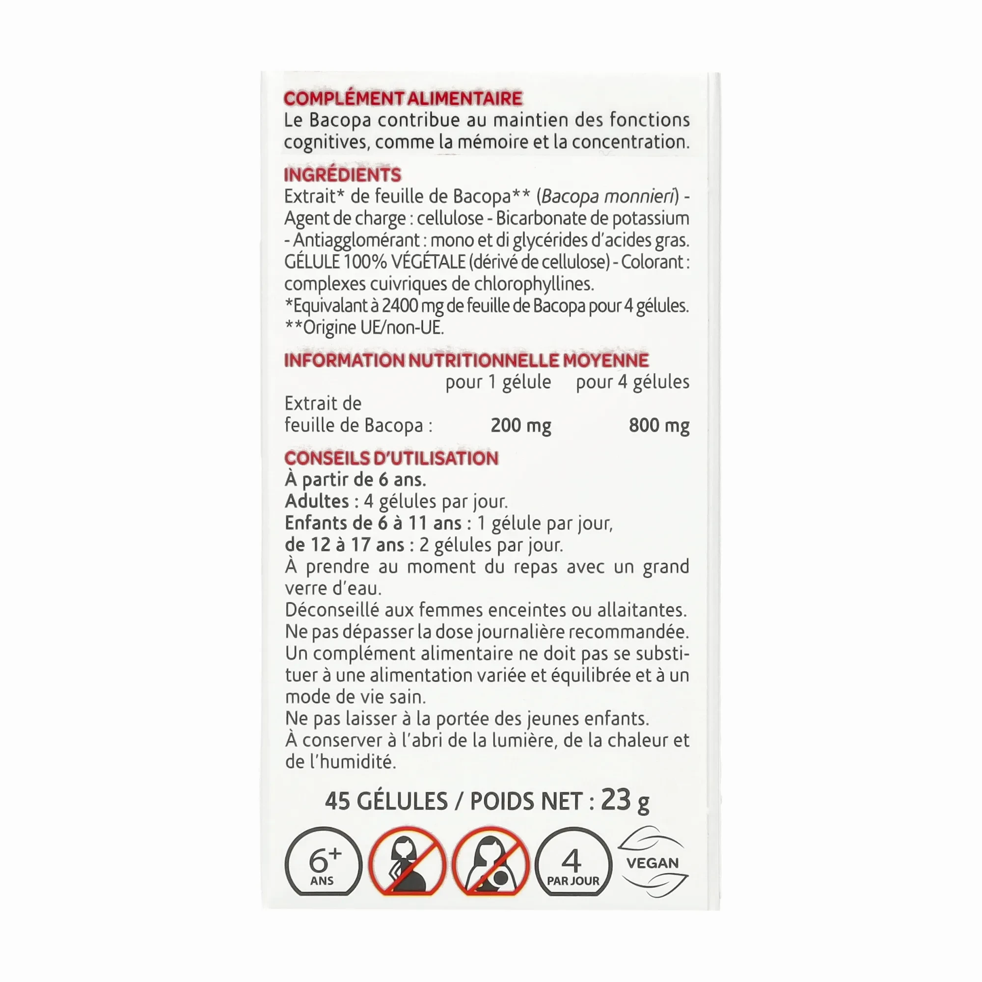 Arkocaps Bakopa kapszula 45db