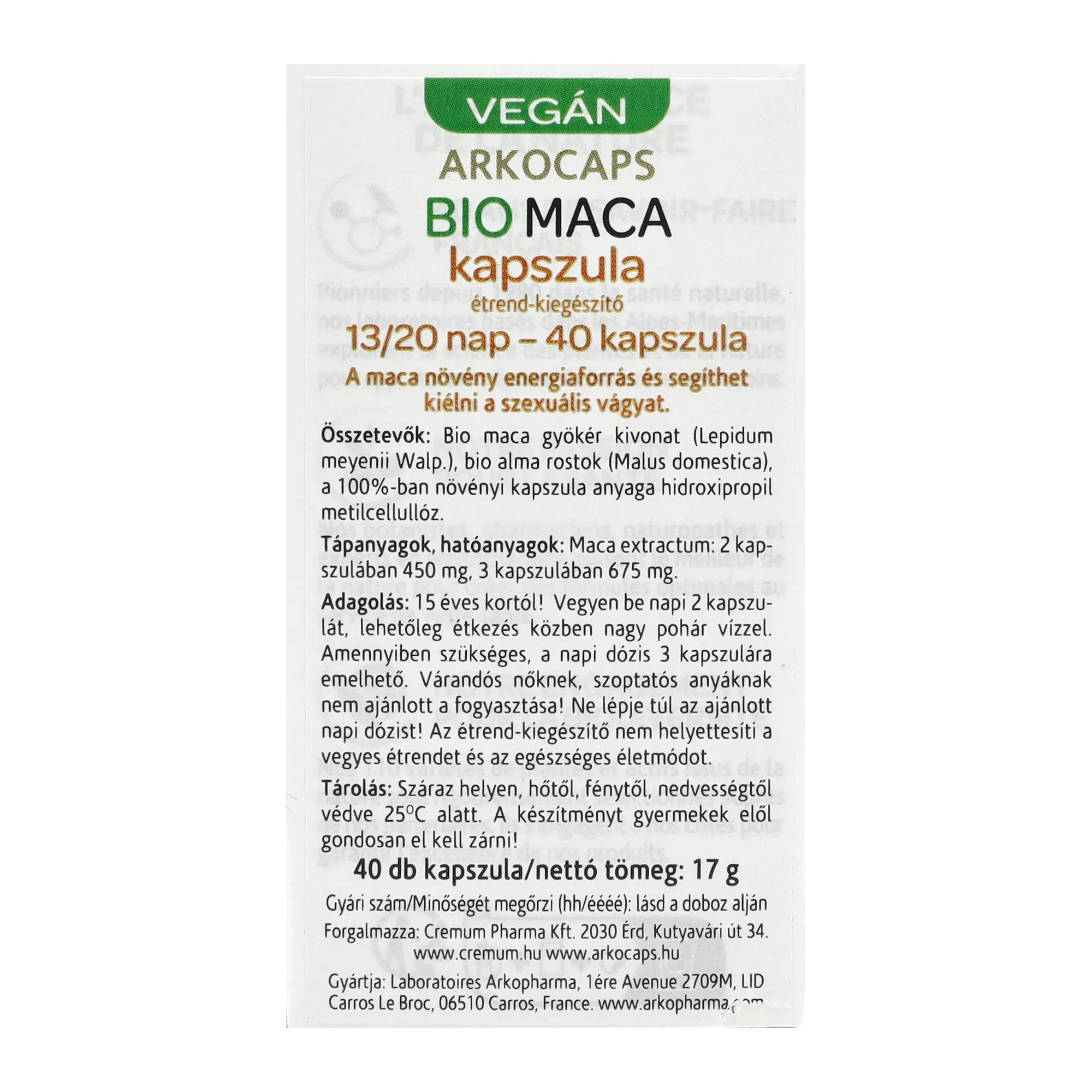 Arkocaps Bio Maca kapszula 40 db