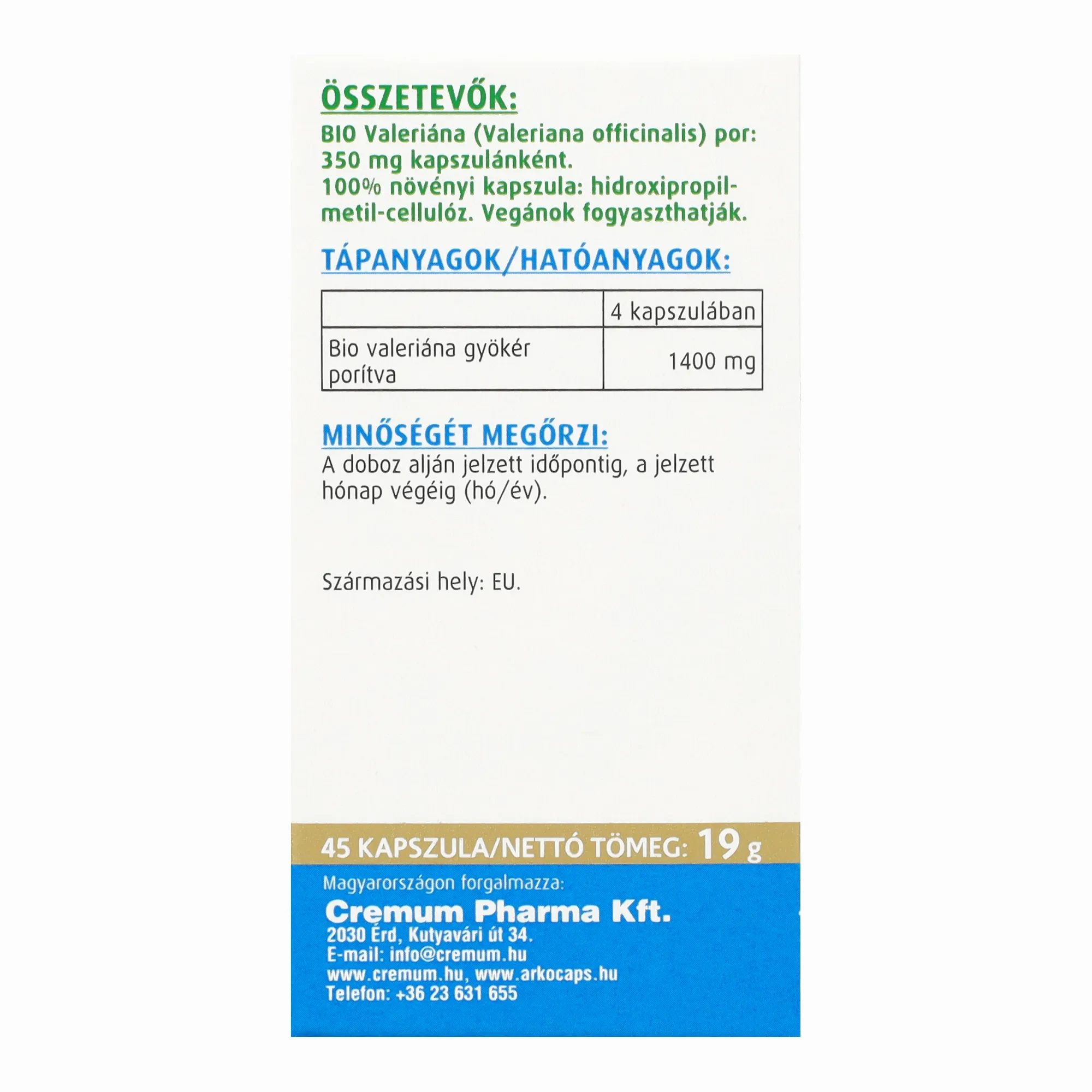 Arkocaps Valeriana kapszula 45db
