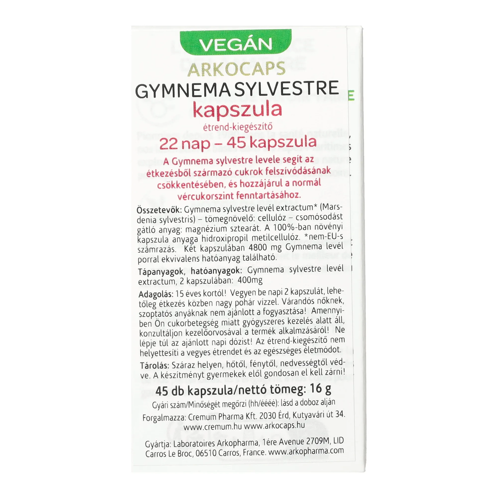 Arkocaps Gymnema Sylvestre 45 db