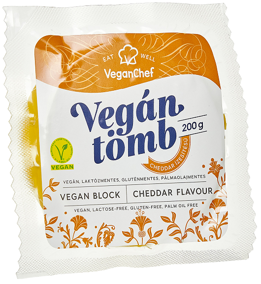 VeganChef Növényi Cheddar Tömb 200g