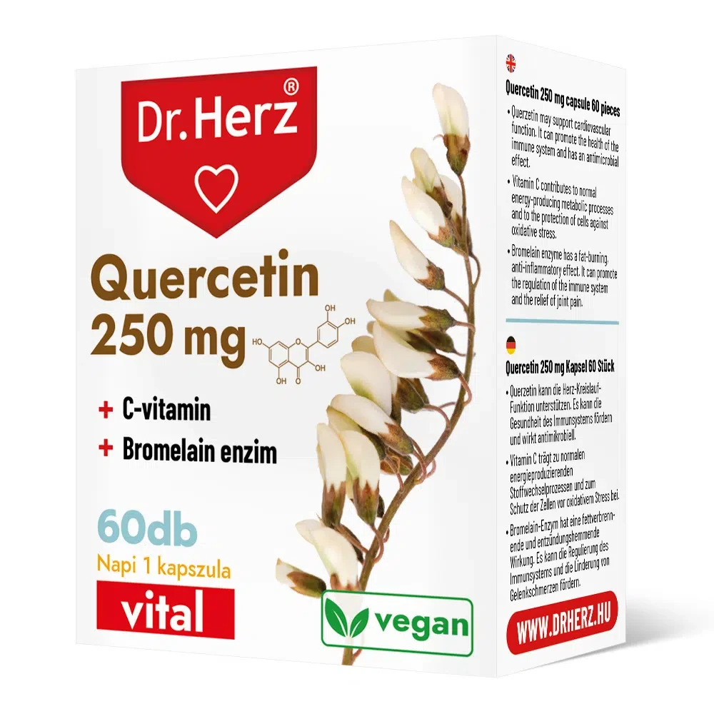 Dr.Herz Quercetin 250 mg+ C-vitamin+Bromelain enzim kapszula 60db