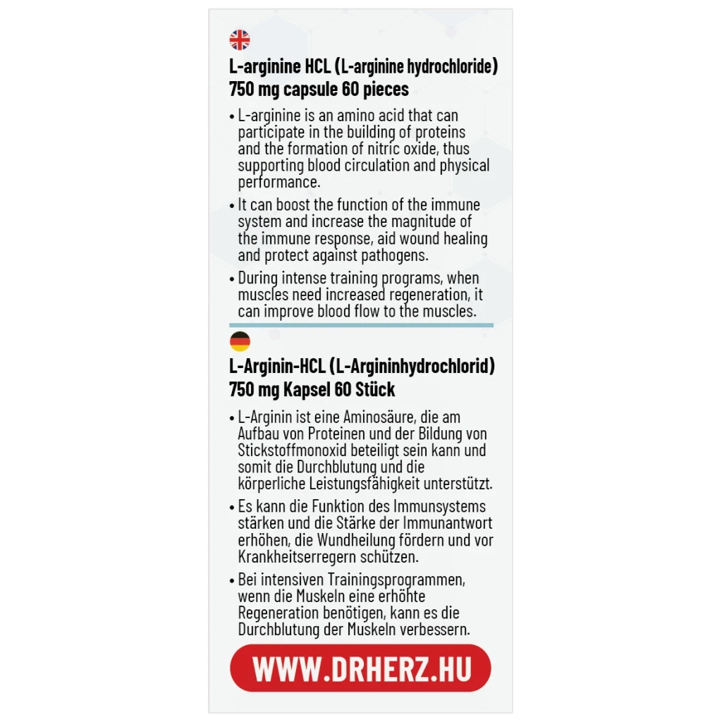 Dr.Hert L-arginin HCL 750 mg Kapszula 60 db
