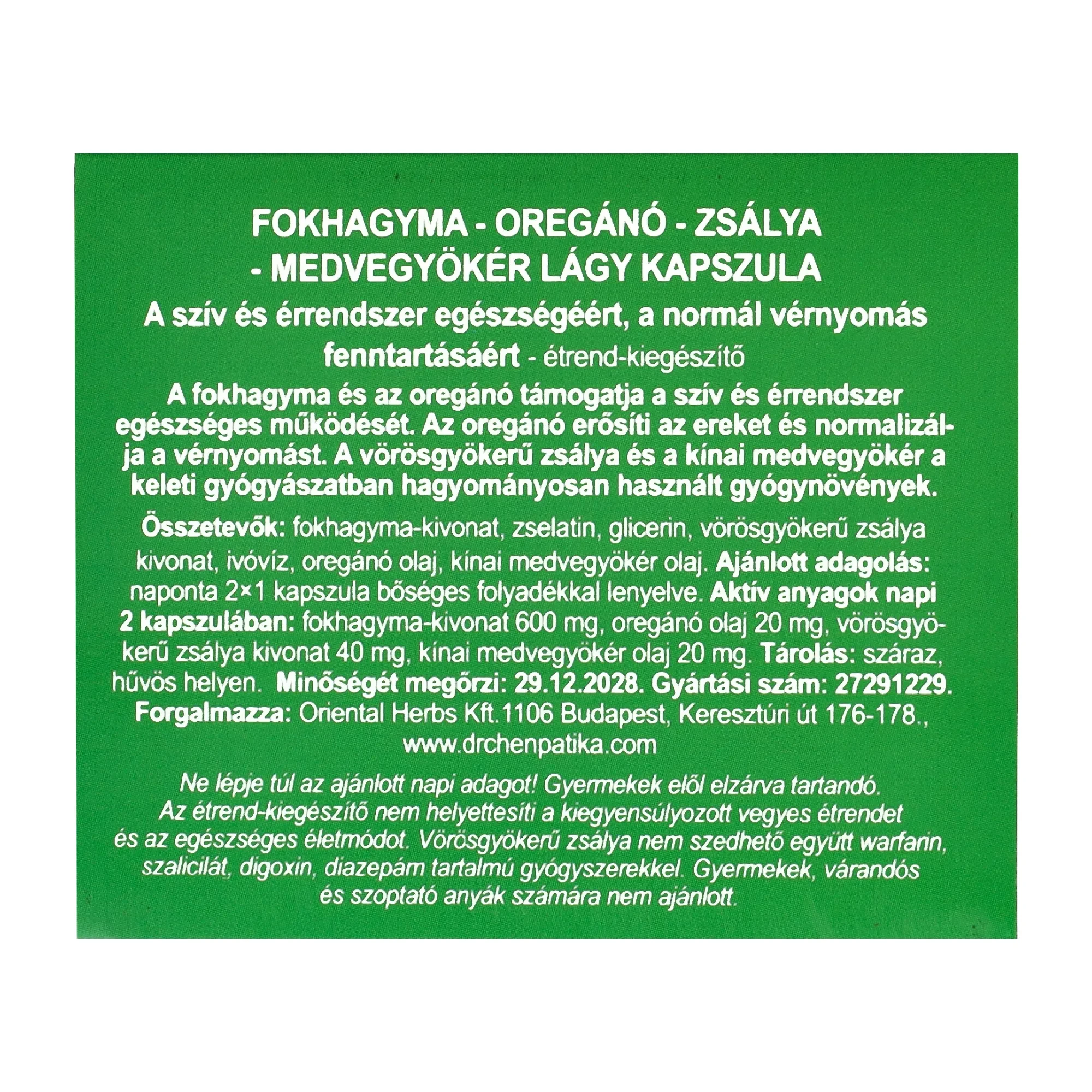 Dr. Chen Fokhagyma-Oregánó-Zsálya kapszula 100 db