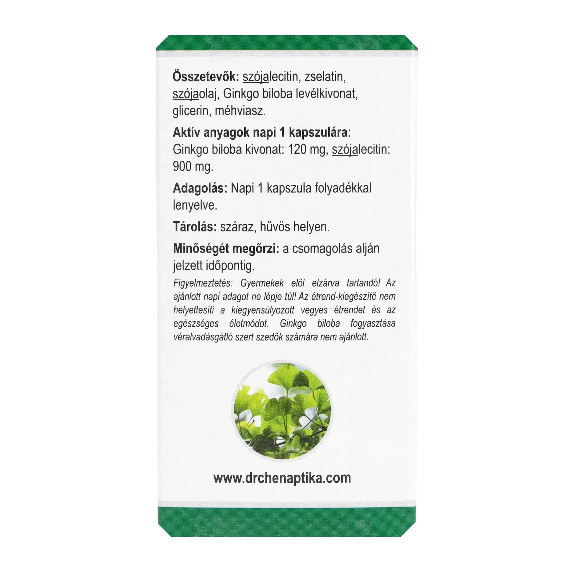 Dr. Chen Ginkgo Biloba 120 mg + Lecitin Kapszula 30 db