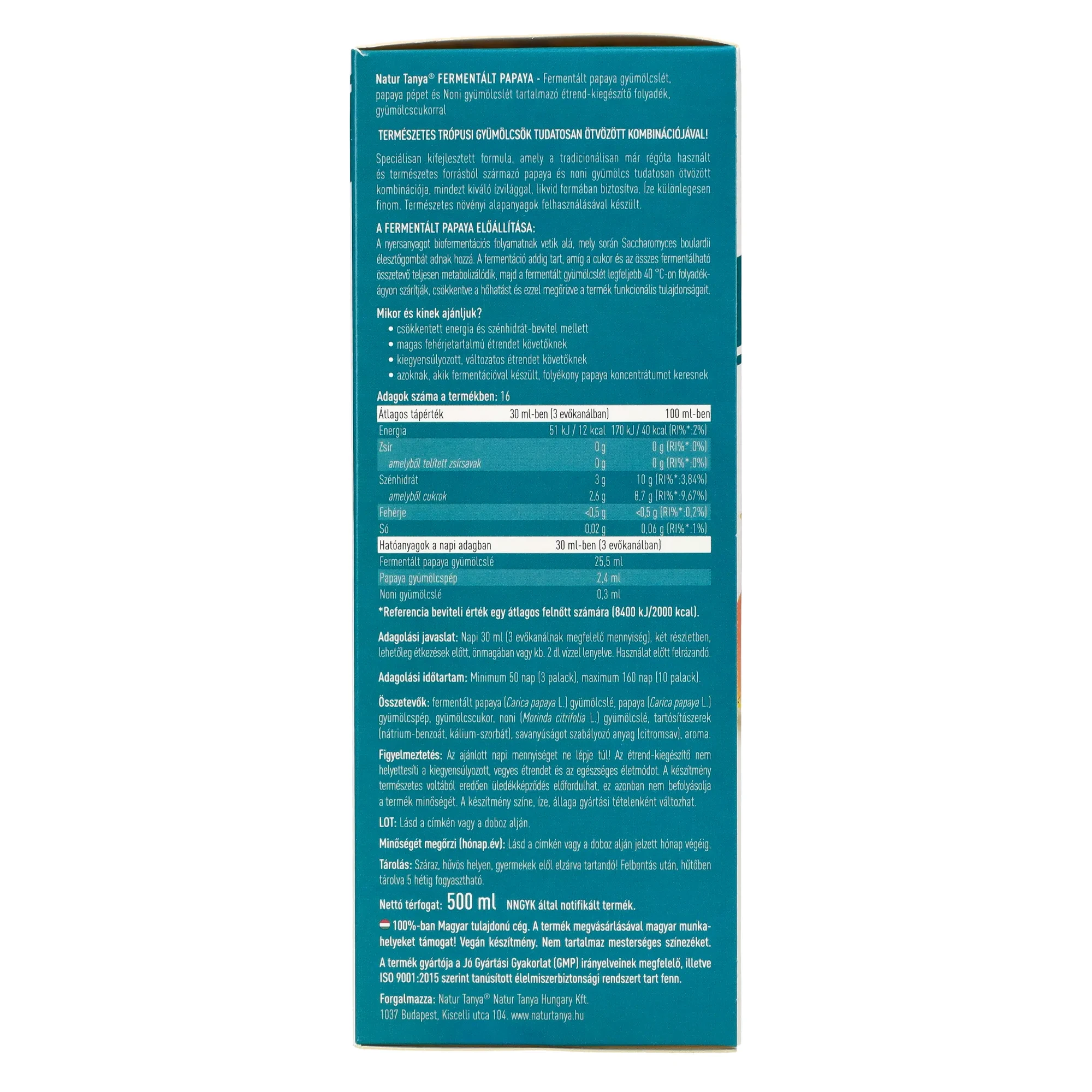 NT Fermentált Papaya koncentrátum 0,5L