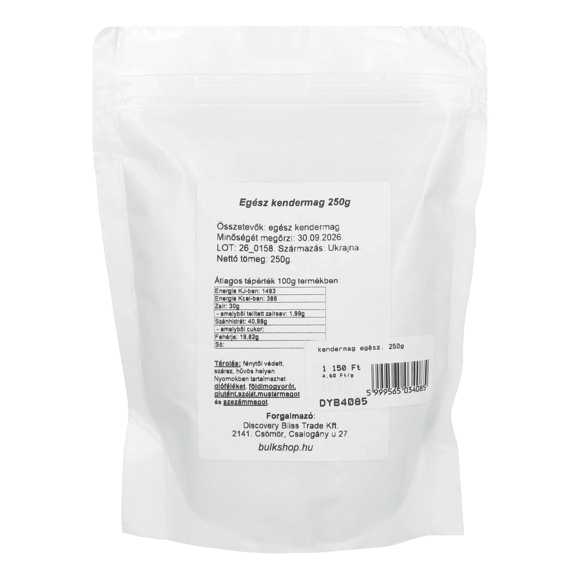 kendermag egész, 250g