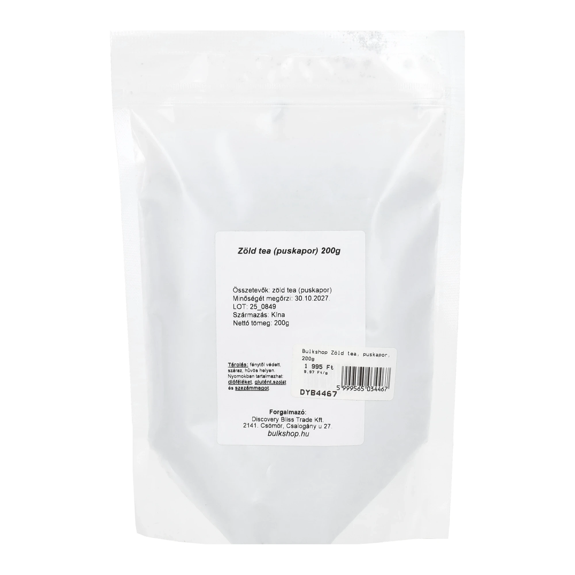 Bulkshop Zöld tea, puskapor, 200g