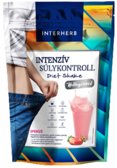 Interherb Intenzív SÚLYKONTROLL Eperízű Diet Shake kollagénnel 528g