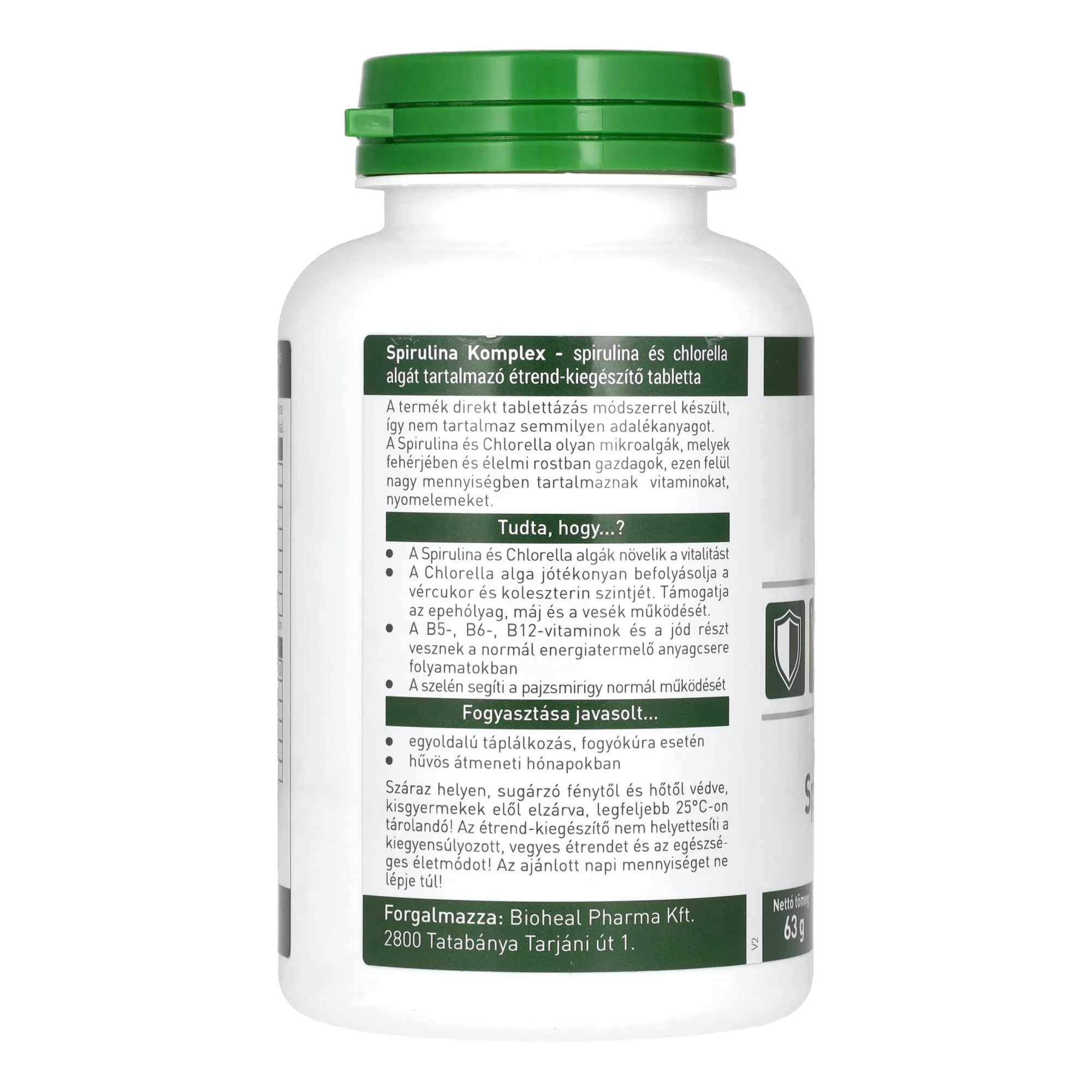 Bioheal Spirulina Komplex Chorella Algával 250 db Tabletta