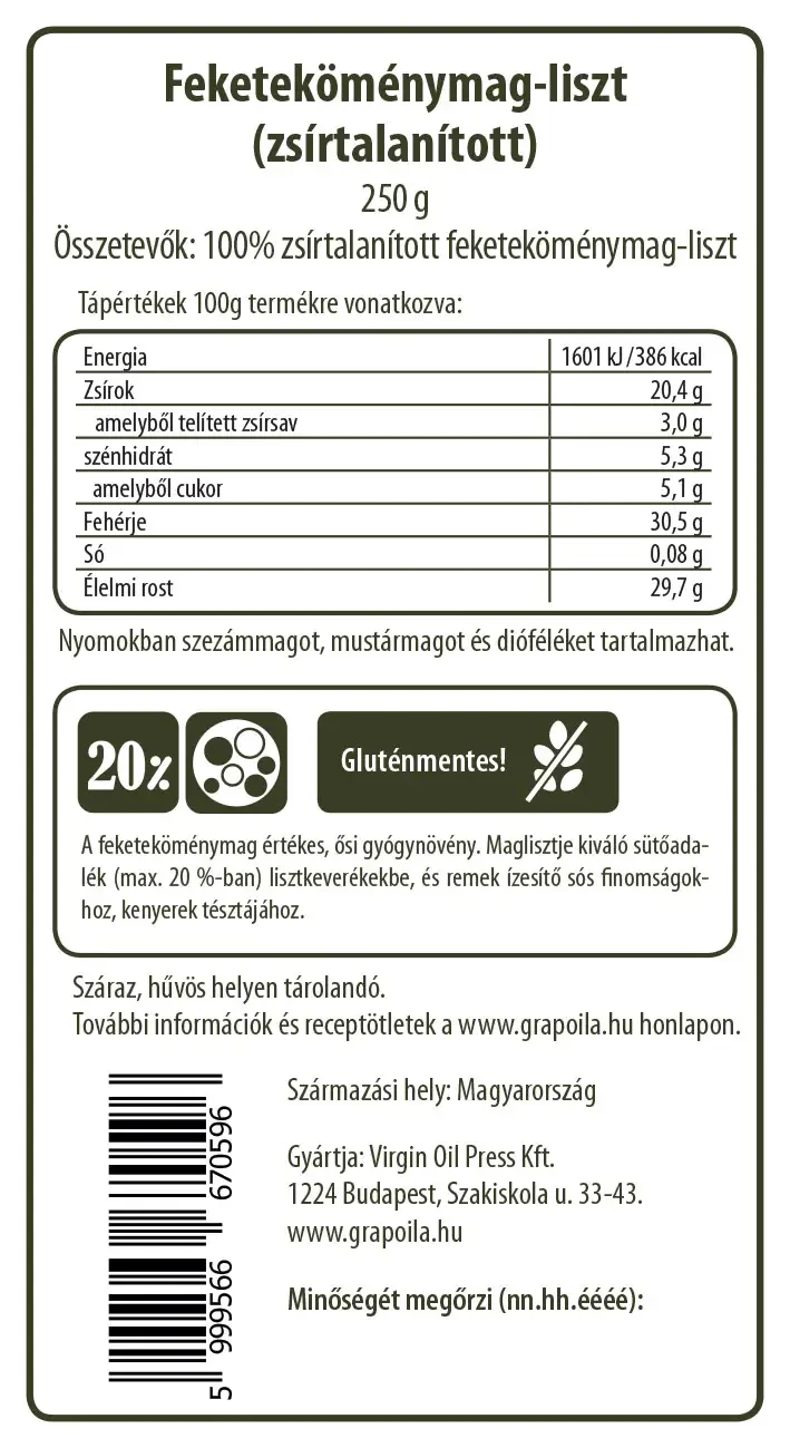 Grapoila Feketeköménymag liszt 250g