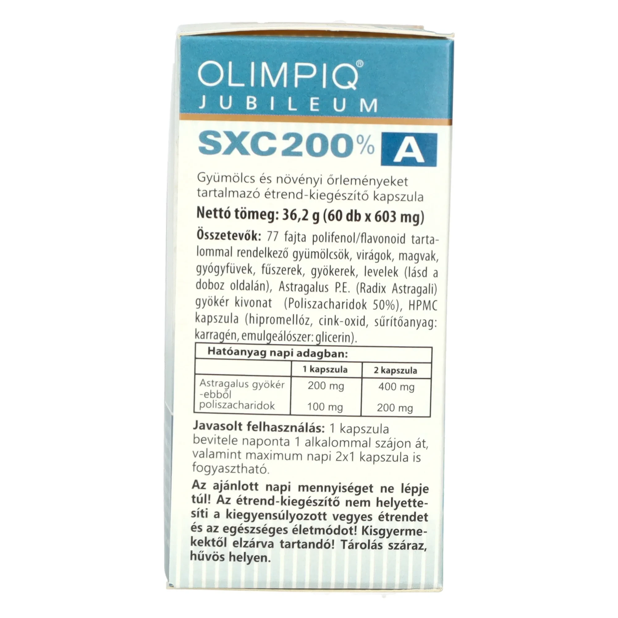 Olympiq SXC Jubileum 200 % A+ B Étrend-kiegészítő Kapszula 2x60 db