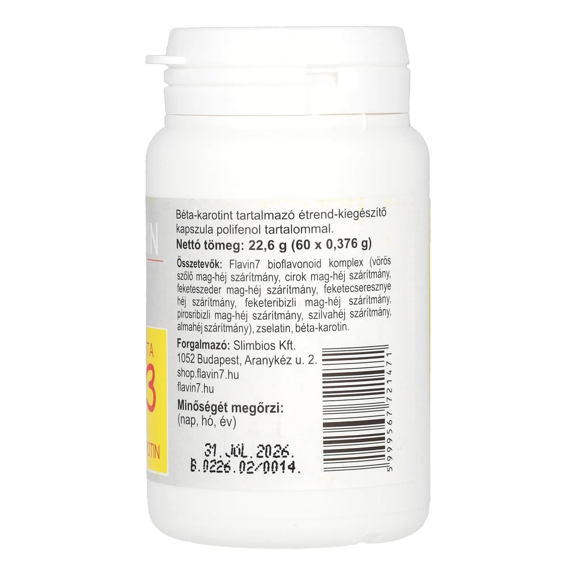 Flavin Flavitamin Béta Karotin 60db