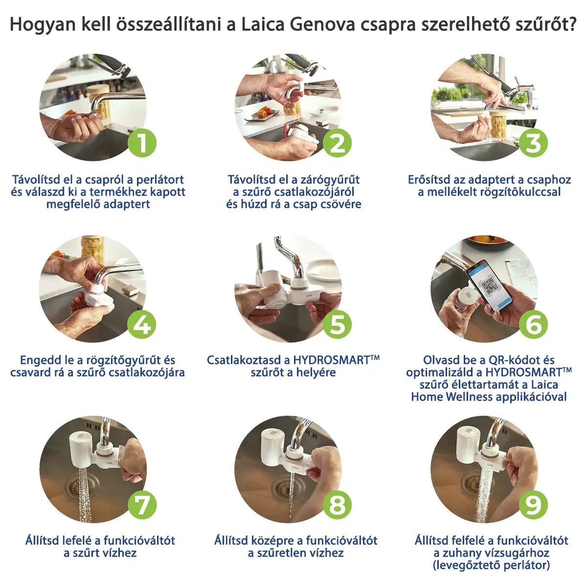 LAICA Genova Metal Stop rendszerű csapra szerelhető mikroplasztik-stop vízszűrő