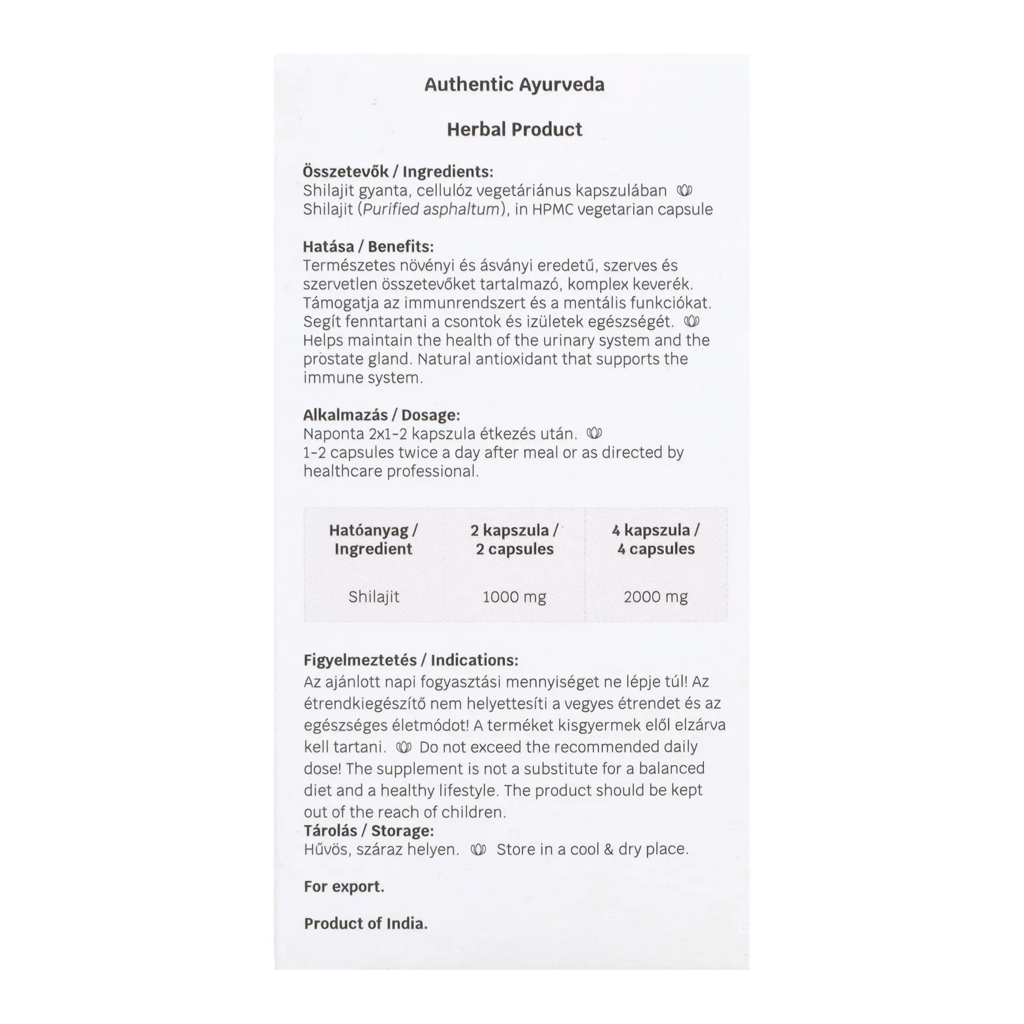 Garuda Ayurveda Shilajit vega kapszula 60db