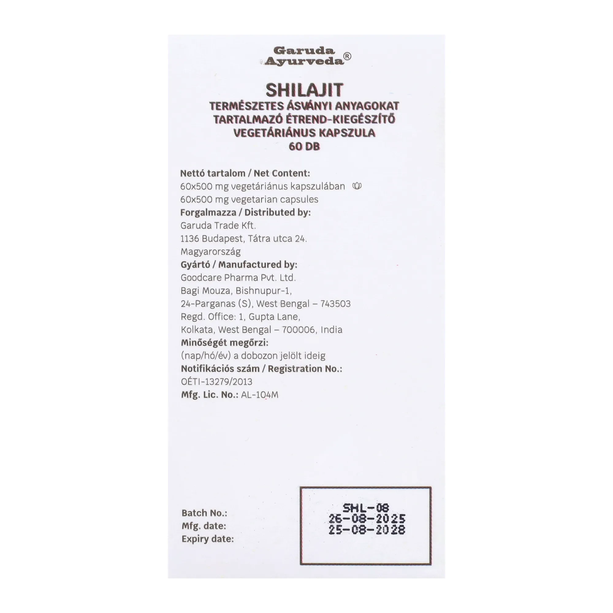 Garuda Ayurveda Shilajit vega kapszula 60db