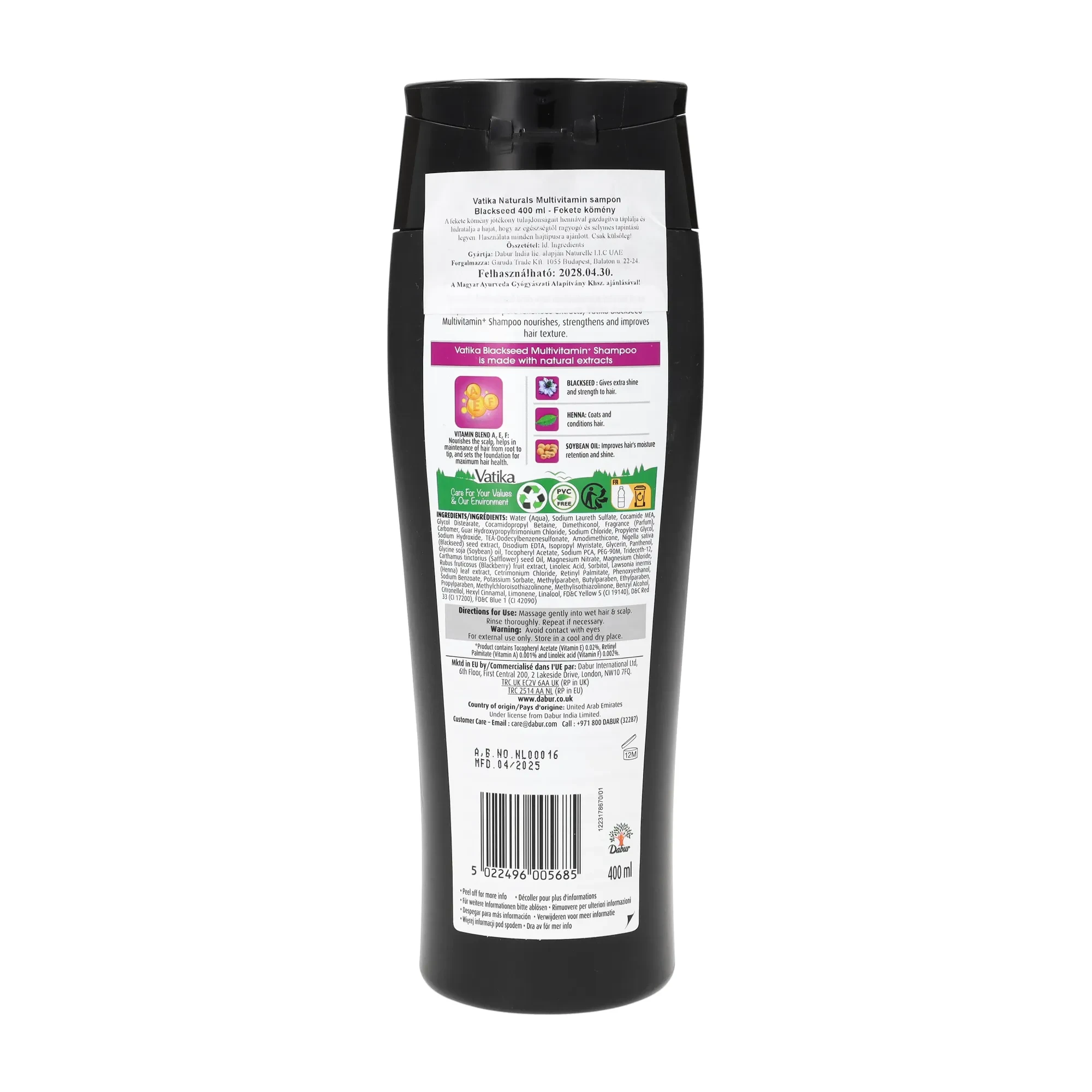 Dabur Vatika Naturals Blackseed Multivitamin Sampon 400 ml