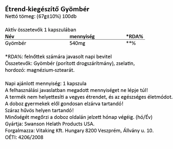 SW Gyömbér 100db