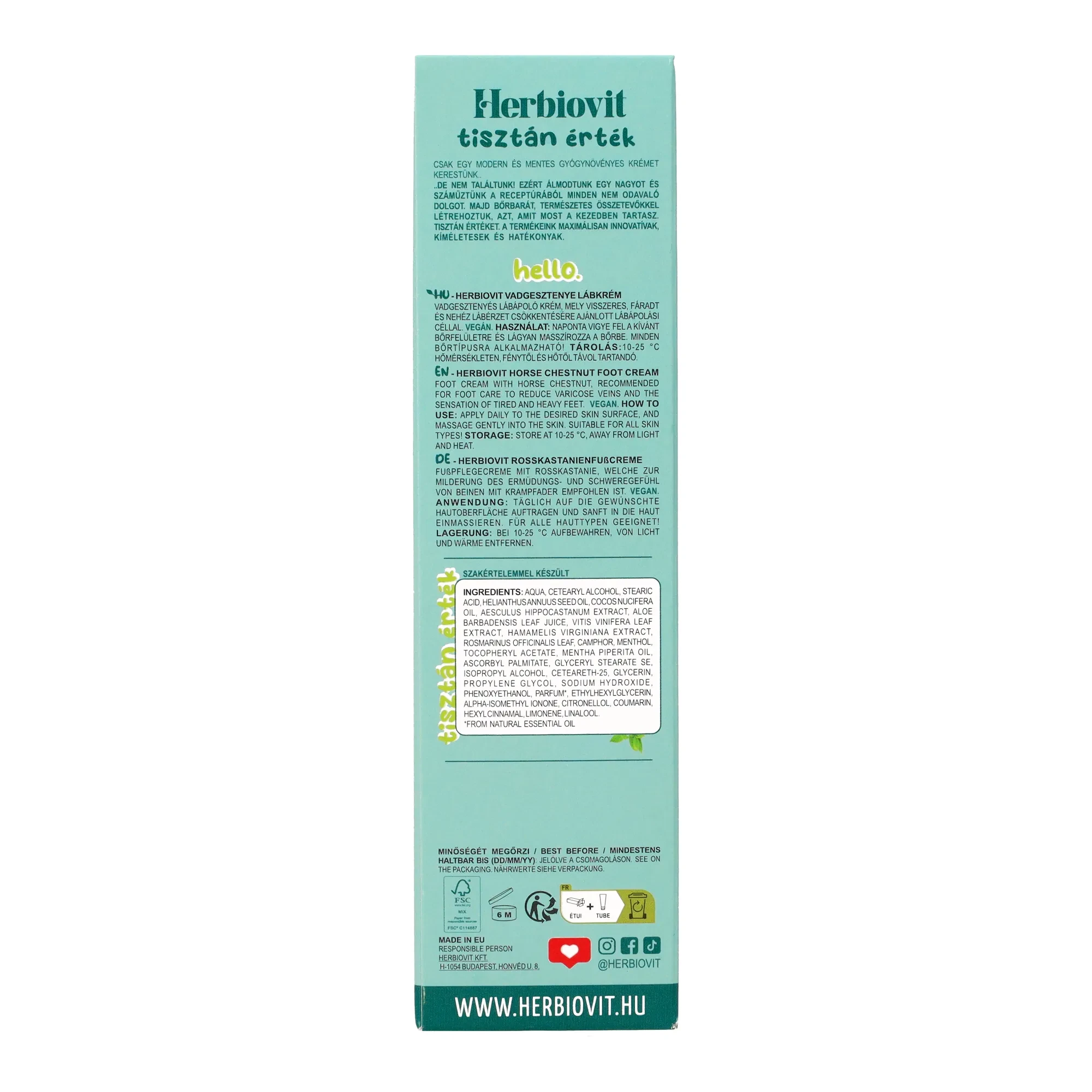 Herbiovit Vadgesztenyés lábkrém 75ml